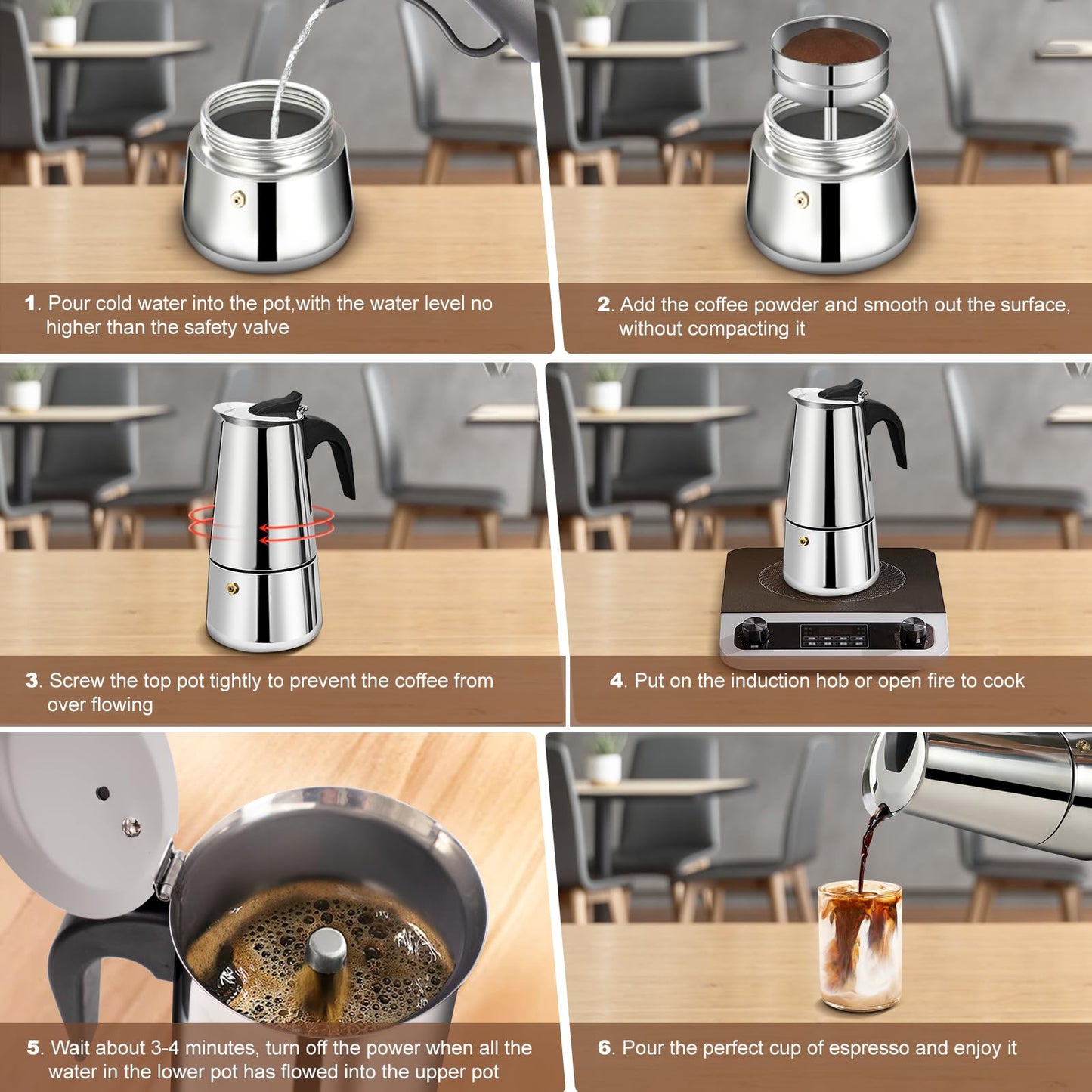 DITOSH 12 Cup Stovetop Espresso Maker Stainless Steel Moka Pot Espresso Maker Percolator Italian Coffee Maker Capable Mocha Coffee Machine Cafe Classic Maker for Home & Camping 600ml 20oz