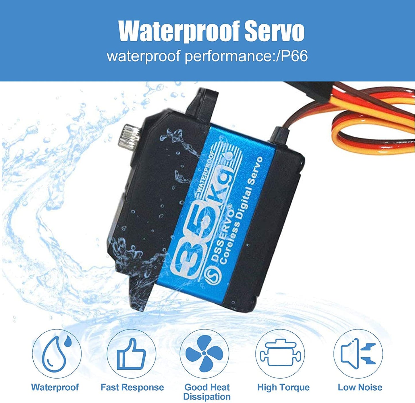 ANNIMOS 35KG Coreless Digital Servo Motor HV 7.4V Stainless Steel Gear High Torque Waterproof Standard Baja Servos for Robotic DIY RC Cars - 270 Degrees