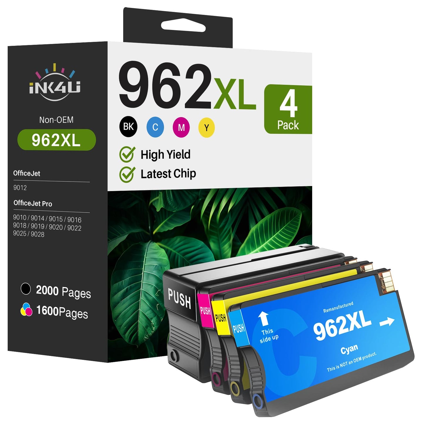 (Latest Chip) 962XL Ink Cartridges for HP Printers Compatible Replacement for HP 962XL Ink Cartridges Combo Pack to Work for HP Officejet Pro 9015 9010 9018 9020 9022 9025 Printer (High Yield, 4 Pack)