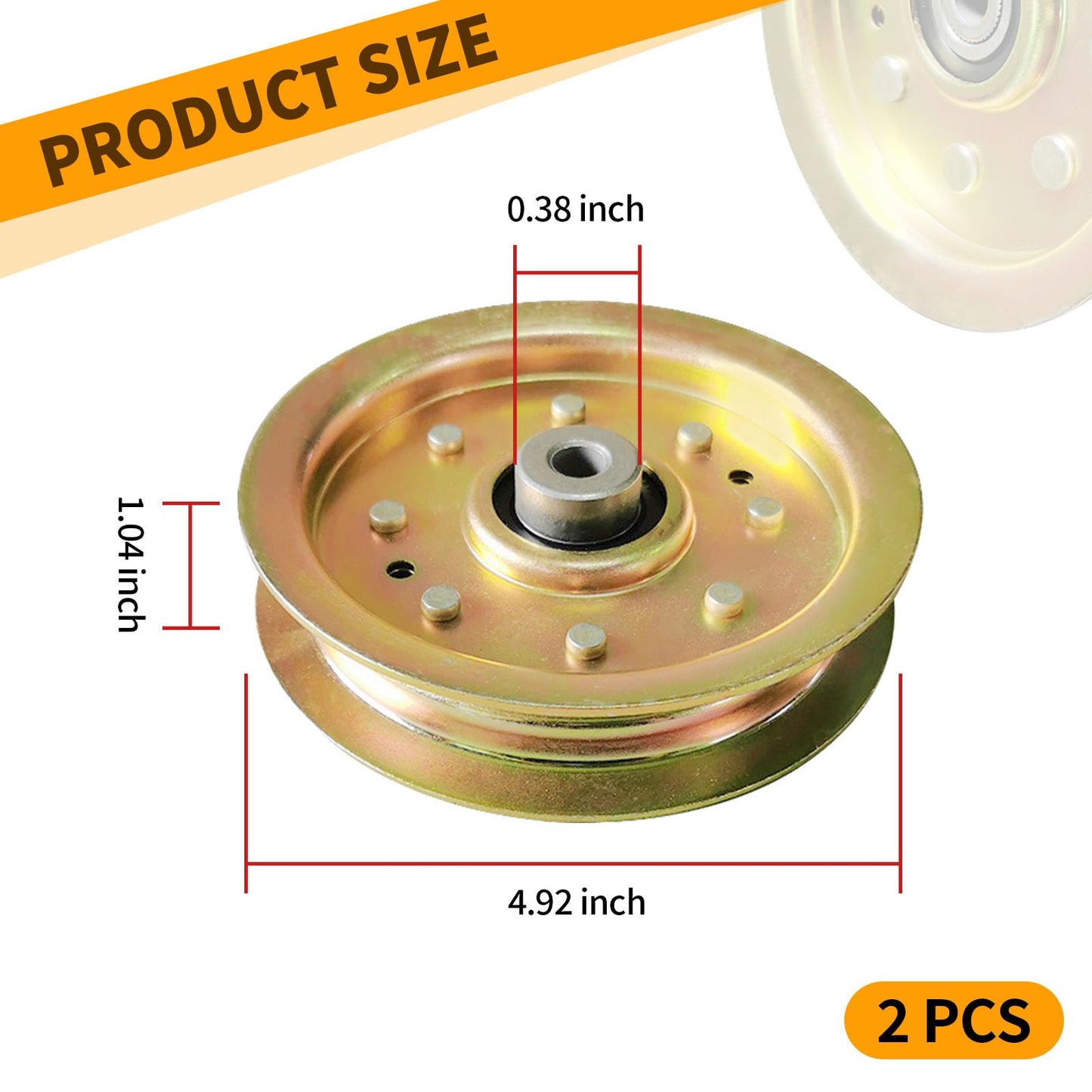 Vkinman 2 Pack 756-04129 Flat Idler Pulley for MTD Cub Cadet RZT 50 L54 42 S50 Troy-Bilt GT54 TB2450 753-08171 756-04129B 756-04129C