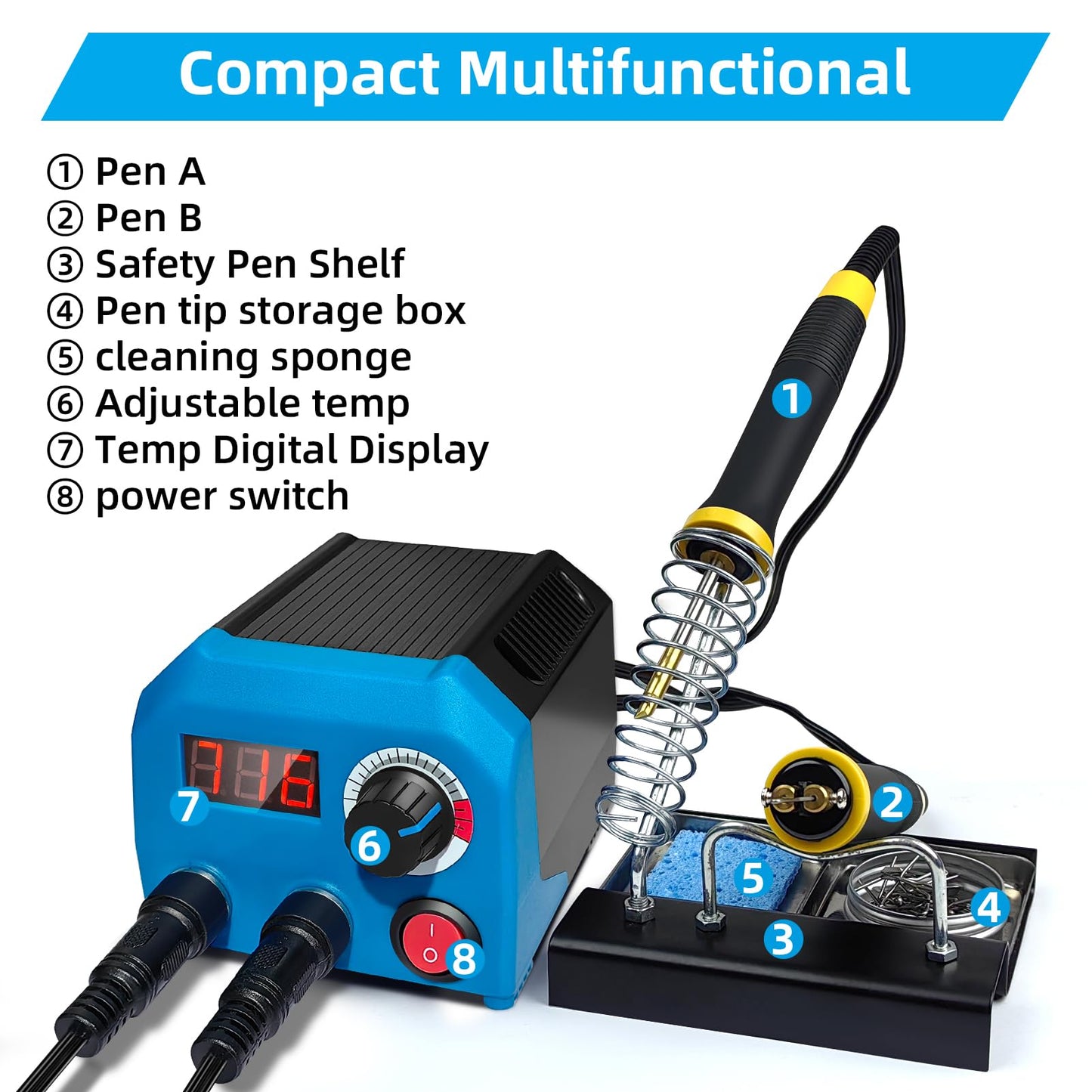 FIRElood LH55-T2-NS2-C Wood Burner kit Wood Burning Tool Pen 200~750℃, Wood Burning kit with Digital Thermometer Temperature Adjustable Temperature, 2 pyrographic Wood Burning pens, 36 Pen Tips