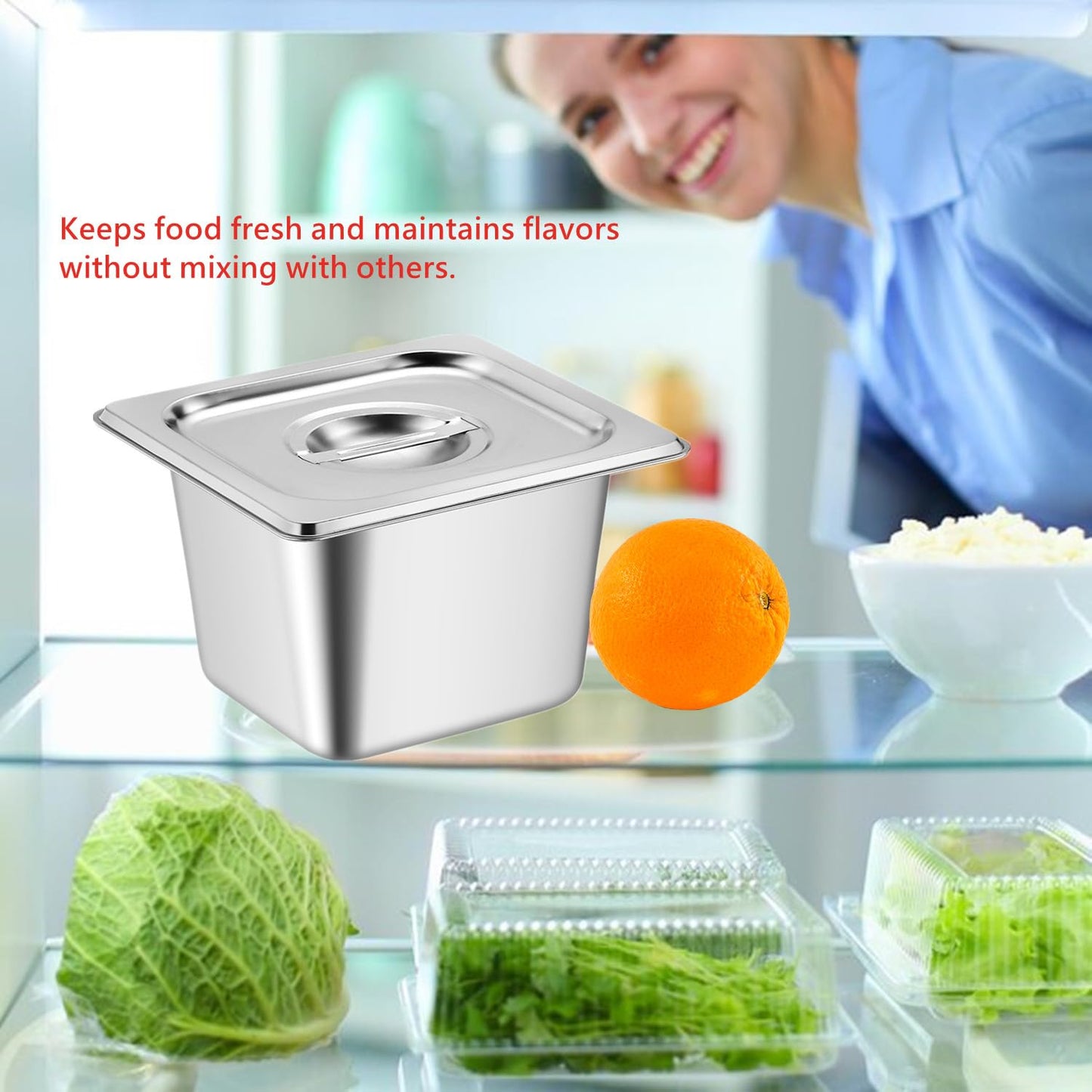 8 Set Stainless Steel Hotel Pans with Lids, 4 Inch Deep Commercial Food Pans, Steam Table Pans Catering Pans, Metal Food Containers for Kitchen, Restaurant, Party Buffet, Event, Canteen, Catering