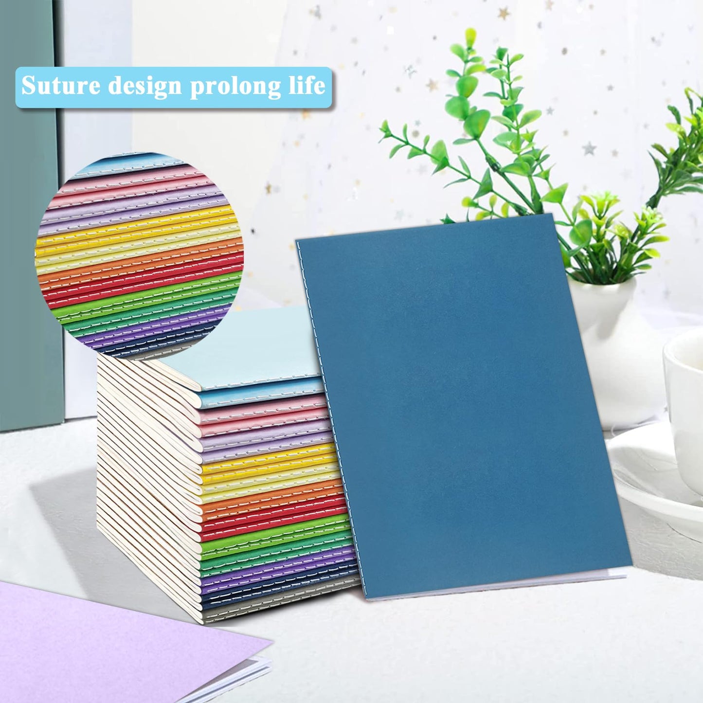24 Pack A5 Blank Notebooks Bulk, 8.5x5.5" Unlined Journals 60 Pages(30 Sheets) Kraft Sketchbook Notebook for Kids Students School Office Home (2Pcs x 12 Colors)
