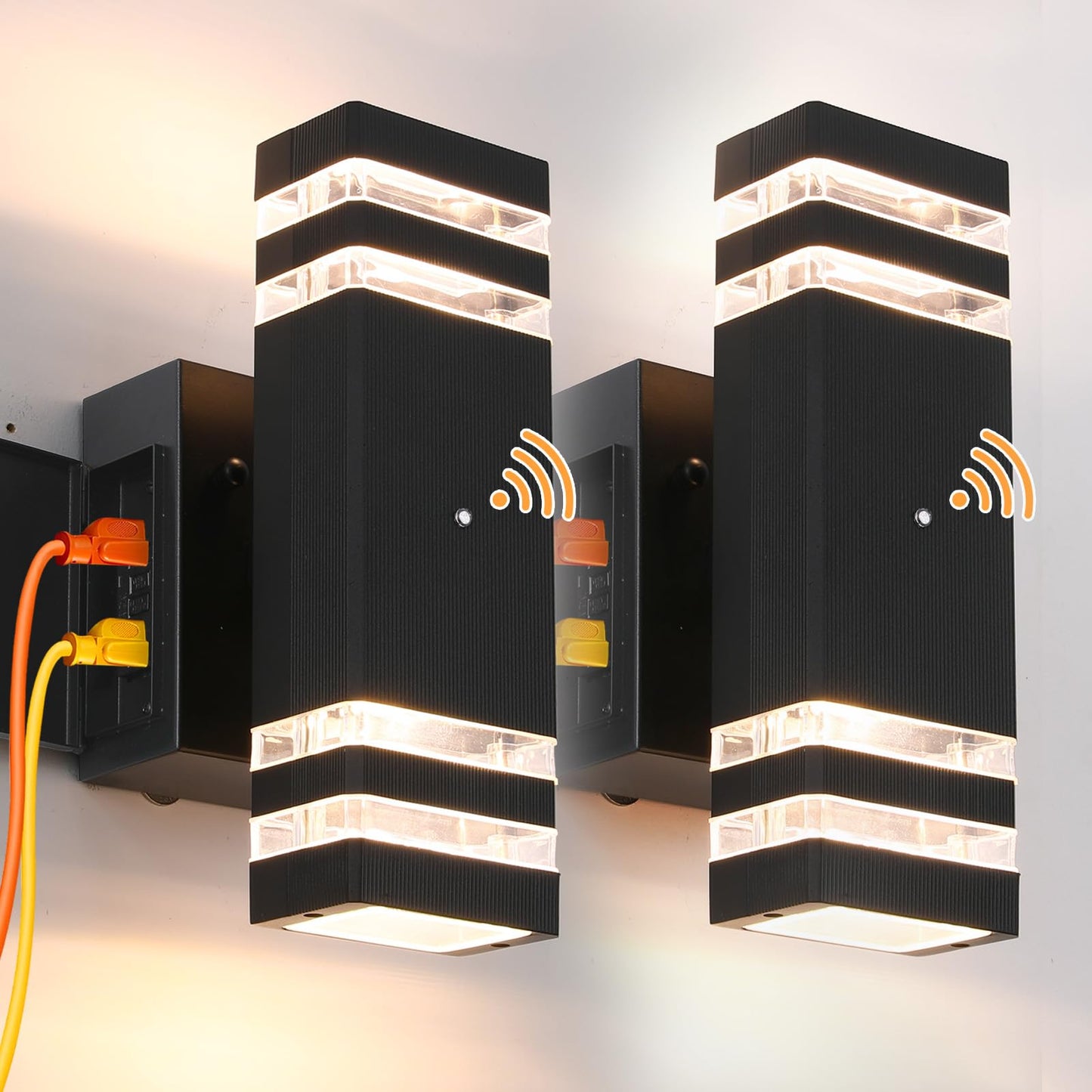 TEBLAMPUE Porch Lights with GFCI Outlet 2 Pack, Dusk to Dawn Outdoor Lights with Outlet, IP65 Waterproof Anti-Rust Exterior Light Fixture Outside Wall Sconce for House Porch Garage Front Door