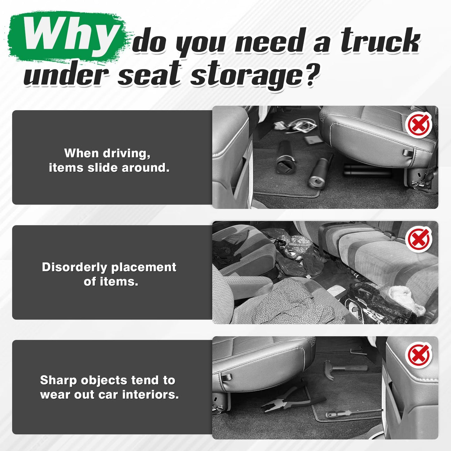Cacartist Truck Under Seat Storage Custom Fit for Ford F150 SuperCrew Cab 2015-2025 & F250 F350 F450 F550 Crew Cab 2017-2025 Under Bench Storage Accessories Organizer Underseat Storage Bag