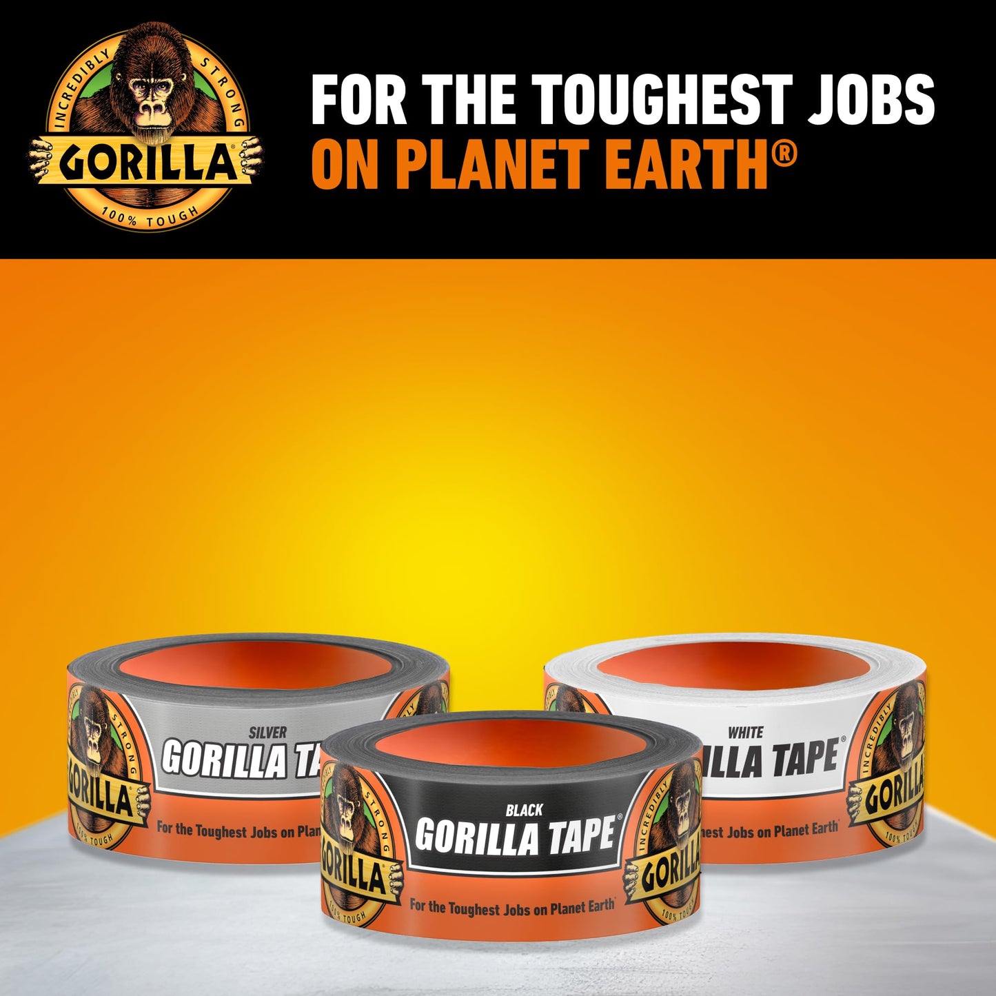 Gorilla Heavy Duty Tape, Duct Tape, Utility Tape, Triple Layer Strength, Indoor & Outdoor, Weather Resistant Shell, 1.88 in x 35 yd (32 Meters), Black (Pack of 2)