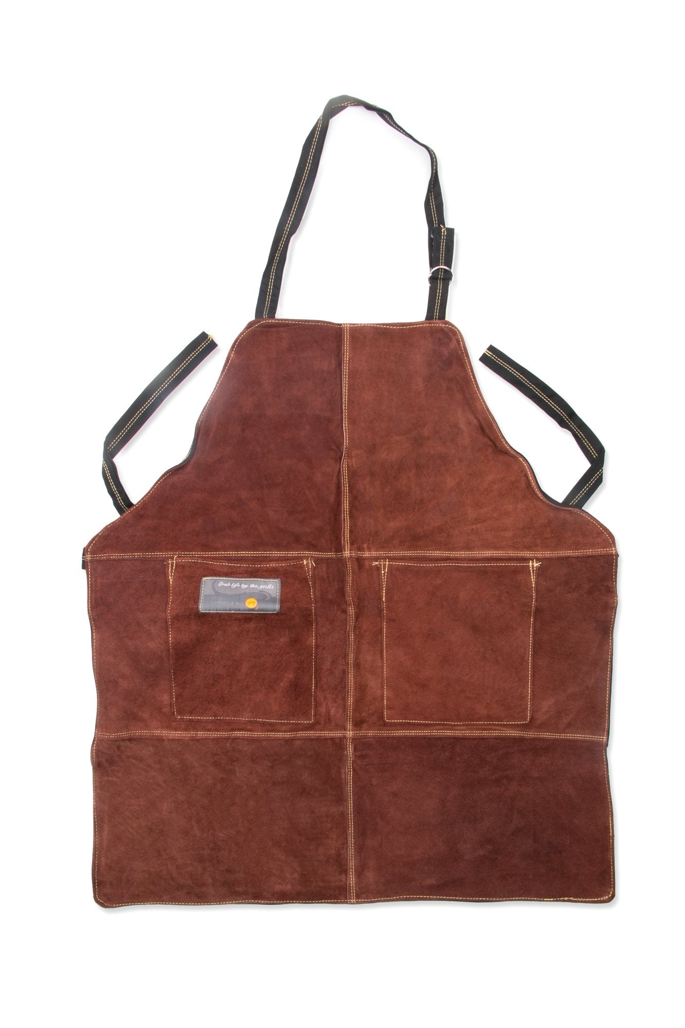 Outset Grill and Kitchen Apron, Brown Leather, 27" x 30"
