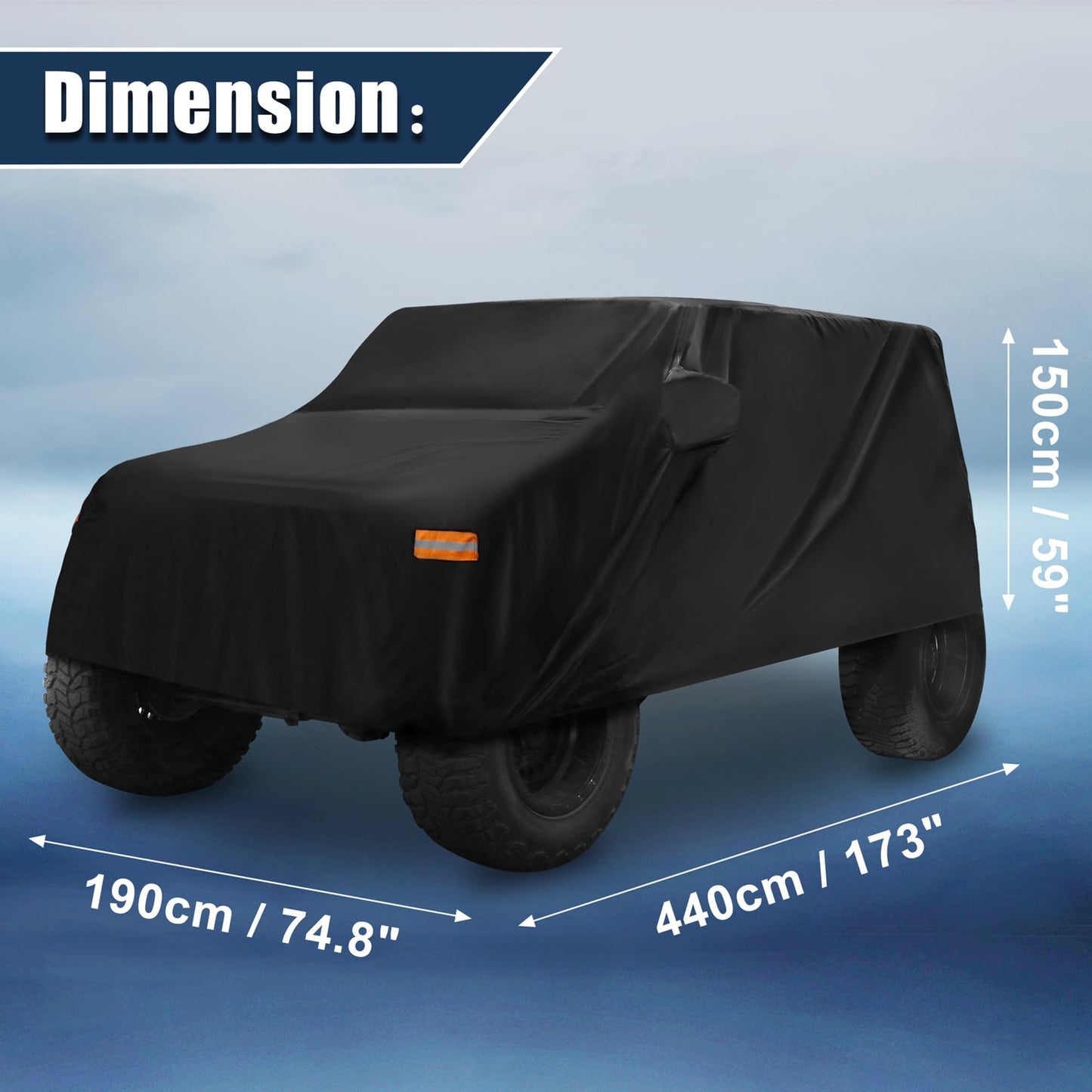 X AUTOHAUX SUV Car Cover Fit for Jeep Wrangler JK JL 2 Door 2007-2021 Outdoor Waterproof Sun Rain Dust Wind Snow Protection 210D Oxford Black