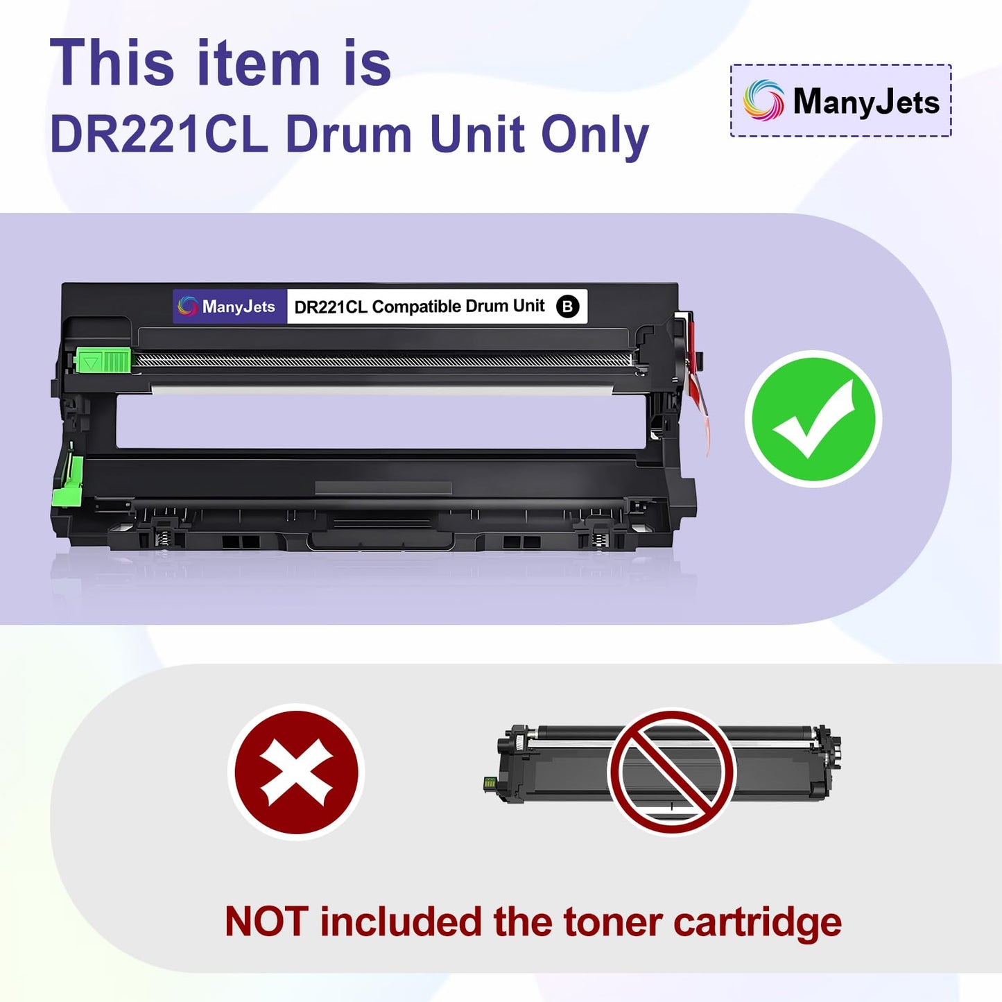 ManyJets DR221CL Drum Unit Replacement for Brother DR221CL DR-221CL 4-Pack DR-221CL Drum Unit for MFC-9130CW 9330CW HL-3170CDW 3180CDW 3140CW MFC-9340CDW DCP-9020CDN MFC-9330CDW Printer (BK/C/M/Y)