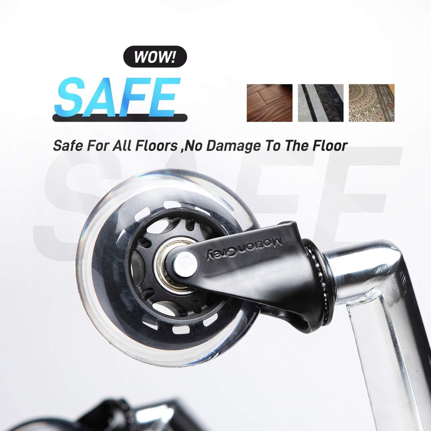MotionGrey - Rollerblade Office Chair Wheels Replacement for Hardwood Floors, Chair Casters Replacement, Heavy Duty Desk Chair Wheels for Replacing Chair Mat, Rollerblade Casters (2 Sets)