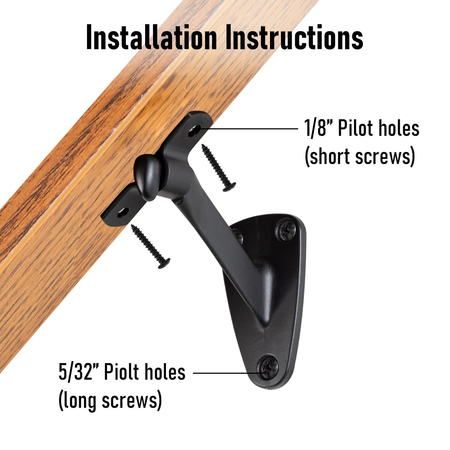 HOME MASTER HARDWARE Heavy Duty Decorative Handrail Bracket Matte Black 6 Pack (Matte Black)