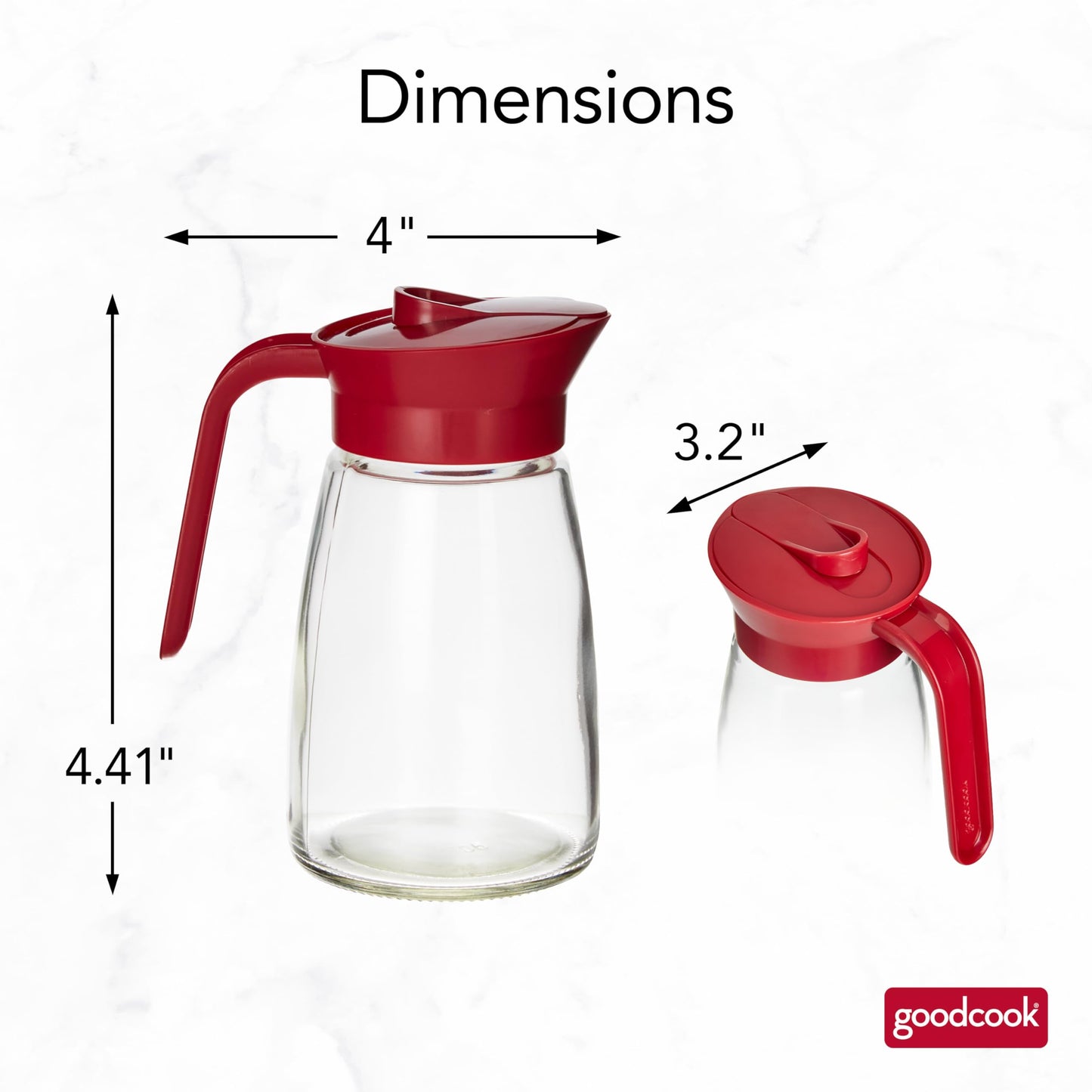 GoodCook 12 oz. Glass Syrup Dispenser with Lid, Clear/Red