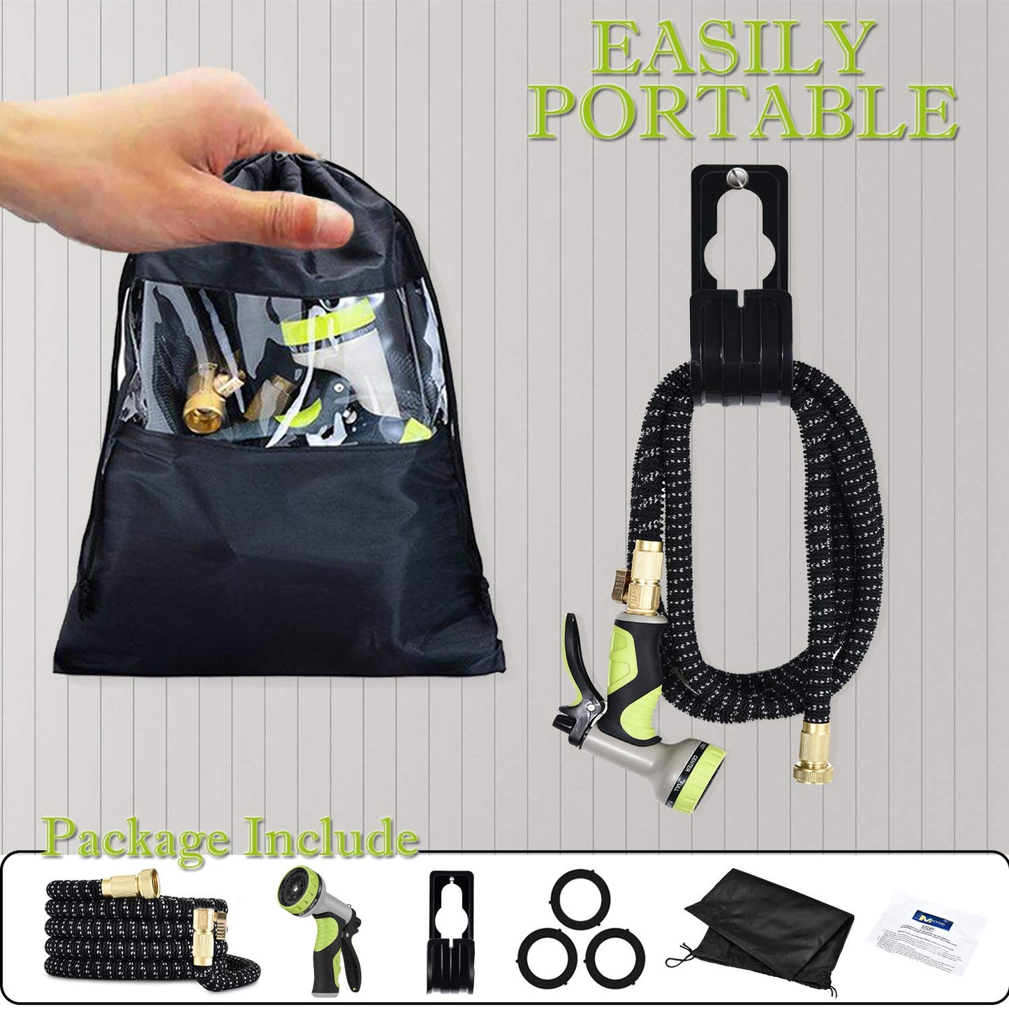 100FT Expandable Garden Hose with 9 Function High Pressure Nozzle, Lightweight Water Hose with Durable 3-Layers Latex Core & 3/4" Solid Brass Fittings, Flexible Hose for Washing and Watering (100FT)