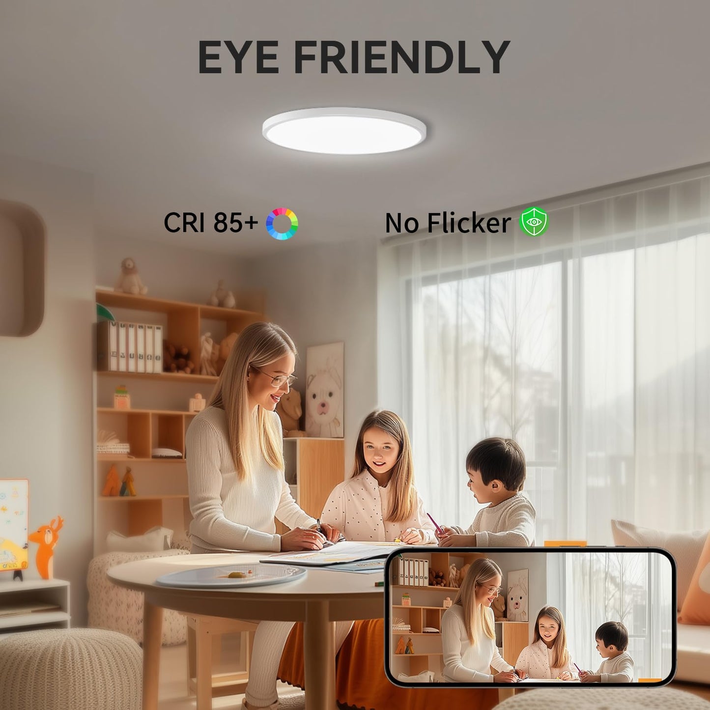 Two Pack 28W 3200lm LED Flush Mount Ceiling Light, Super Slim 12 inch LED Ceiling Light, 5000K LED Ceiling Light for Bedroom, living room, Dining room (Two Pack, White)