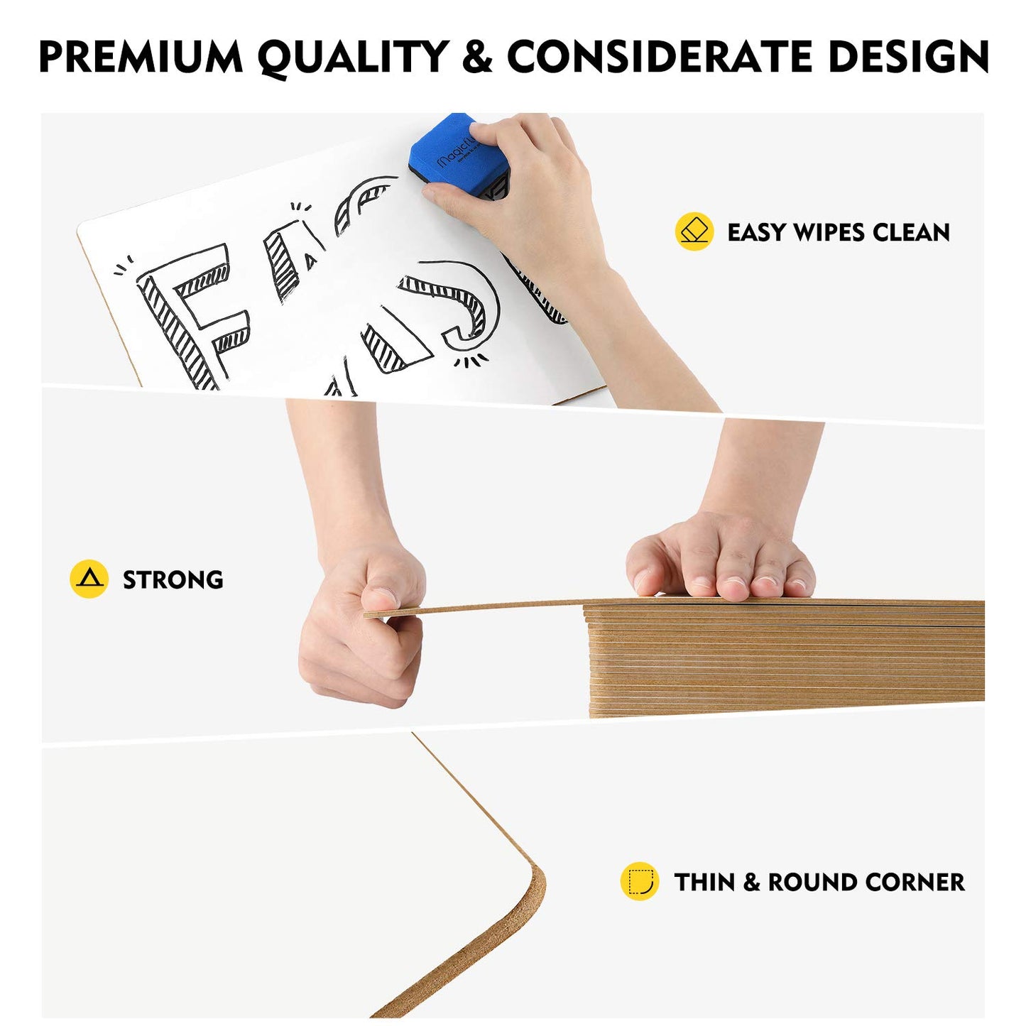 Magicfly Double-Sided Dry Erase Lap Boards for Classroom, Pack of 26 (9 x 12 Inches), Small & Portable Classroom Whiteboard Set with 32 Pens and 26 Erasers for Students, Kids, Office Use