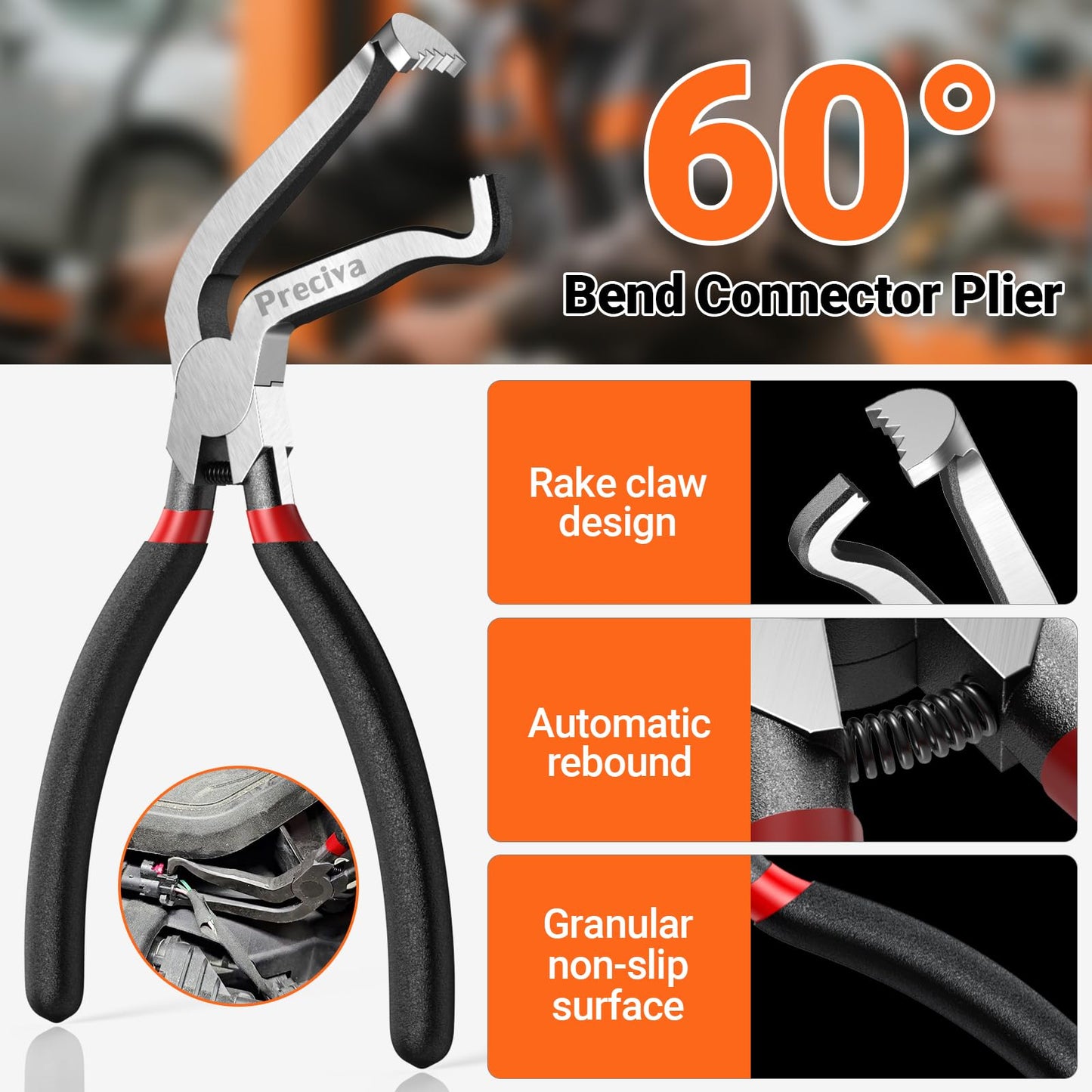 Preciva 5 Pcs Automotive Electrical Connector Disconnect Tool Kit,Wire Harness Release Pliers, Depin Tool & Hose Clamp Pliers Electric Plug Pliers for Cars, Automotive Wire Locking Push Tab