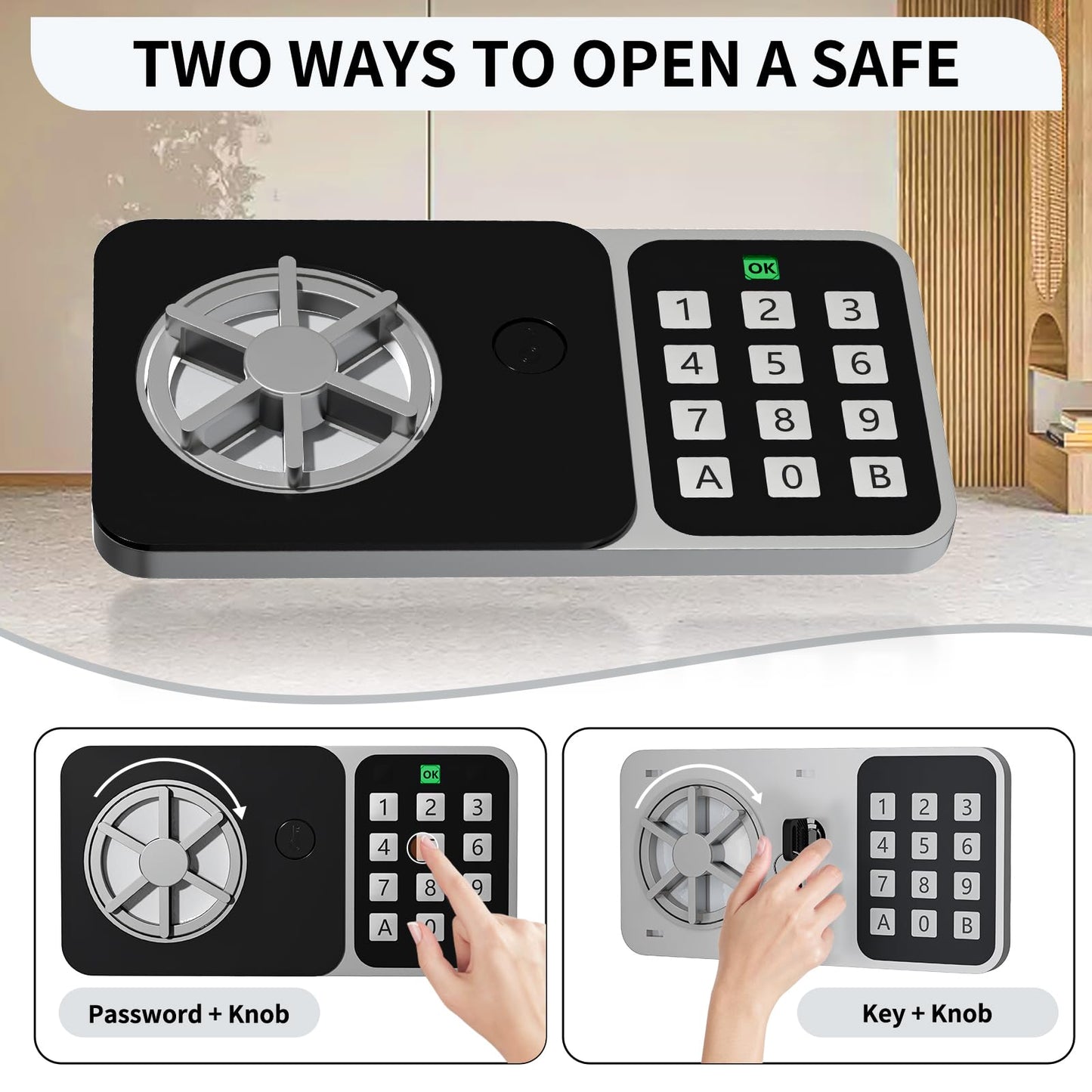 KABISAFE Safe Box 0.3 Cubic Feet, Small Safe with Digital Keypad and Key, Anti Theft Safe for Jewelry Watch Cash, Personal Money Safe for Home (White)