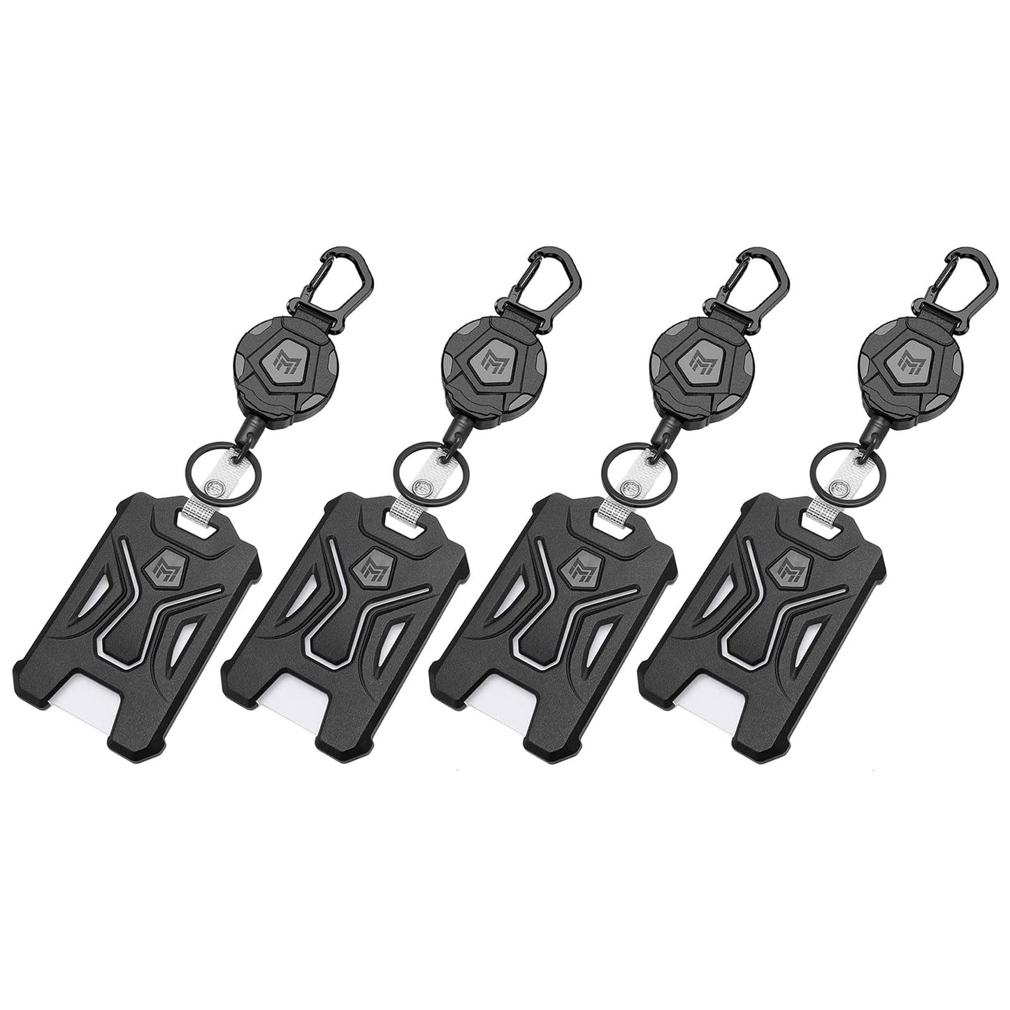MNGARISTA 4-Pack Retractable Badge Holder,Heavy Duty Carabiner Clip Keychain Badge Reel,Tactical ID Card Key Holder with 31.5" Retractable, Black