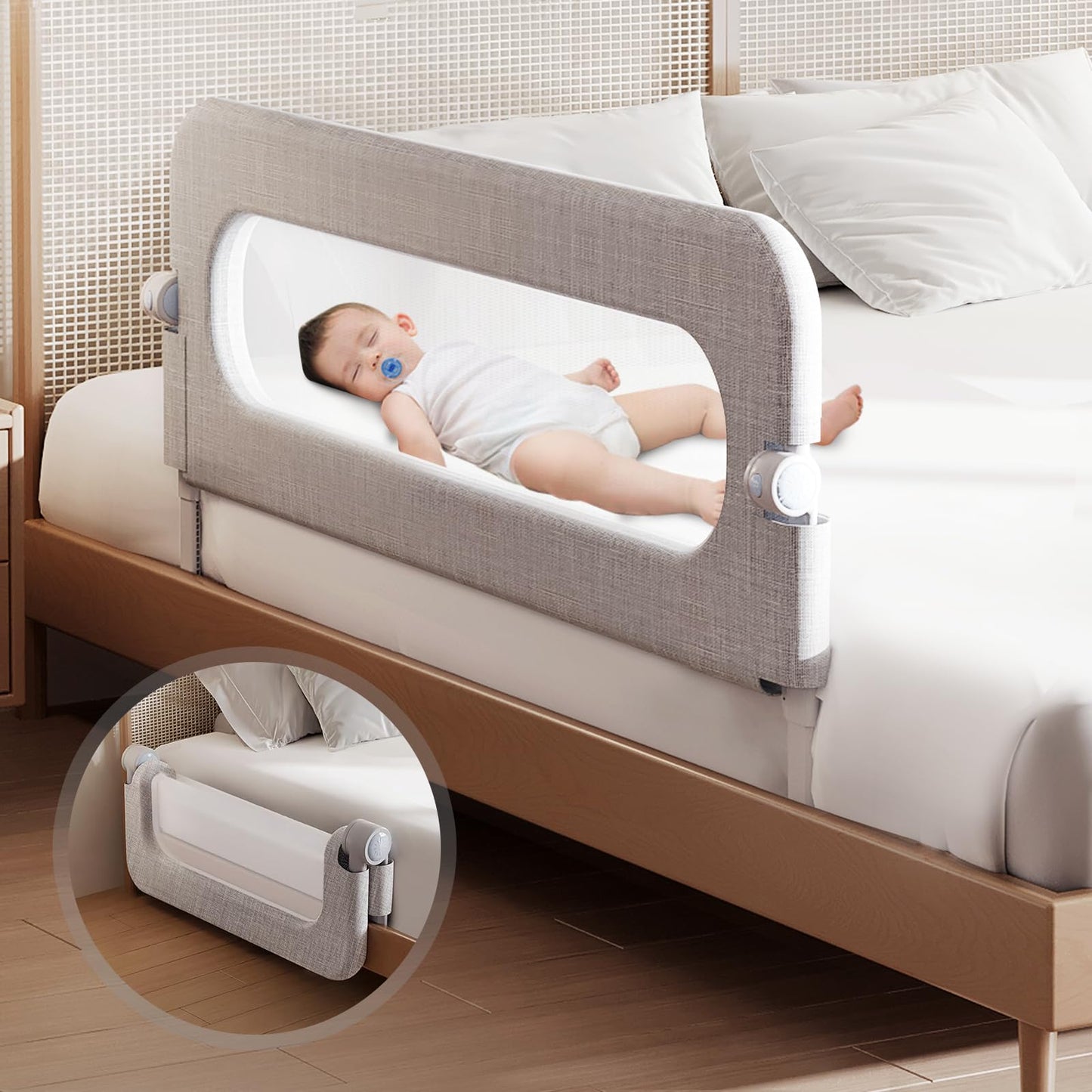Baby Bed Rails Guard for Toddlers - Toddler Bed Rail for Queen Full King Twin Crib Bunk Size Bed Adjustable Heights & Foldable Bedrail Extra Tall Child Safety Side Railing Guards for Kids (48inch)