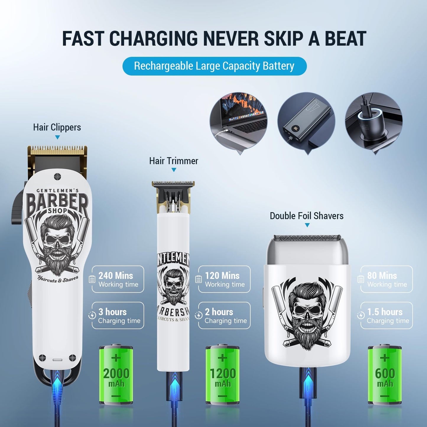 BESTBOMG Hair Clippers for Men Professional, Beard Trimmer Kits & Sets, Electric Shavers, Hair Clippers & Trimmer Ceramic T-Blade, for Barber, for Gifts