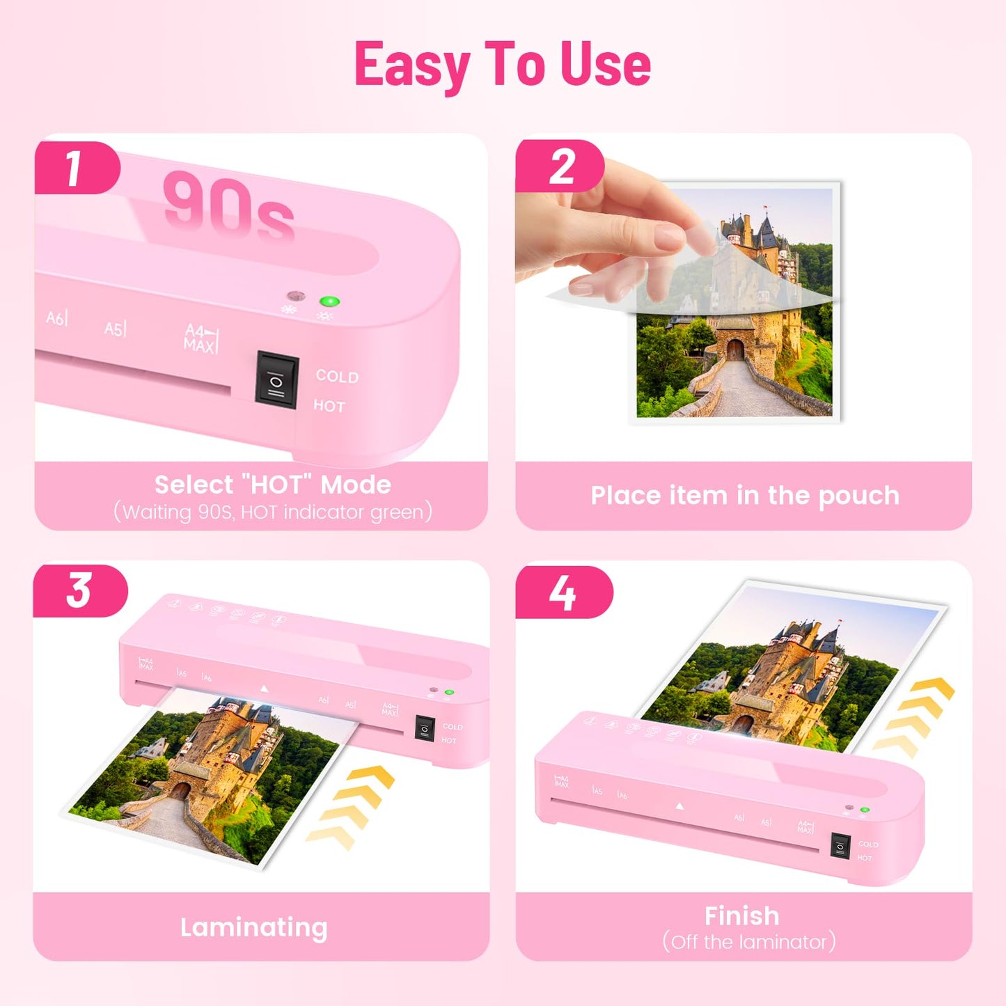 Laminator Machine with 20 Laminating Sheets, A4 Laminators Hot & Cold withTrimmer, 9 Inch Laminating Machine for Office, School, Business and Home