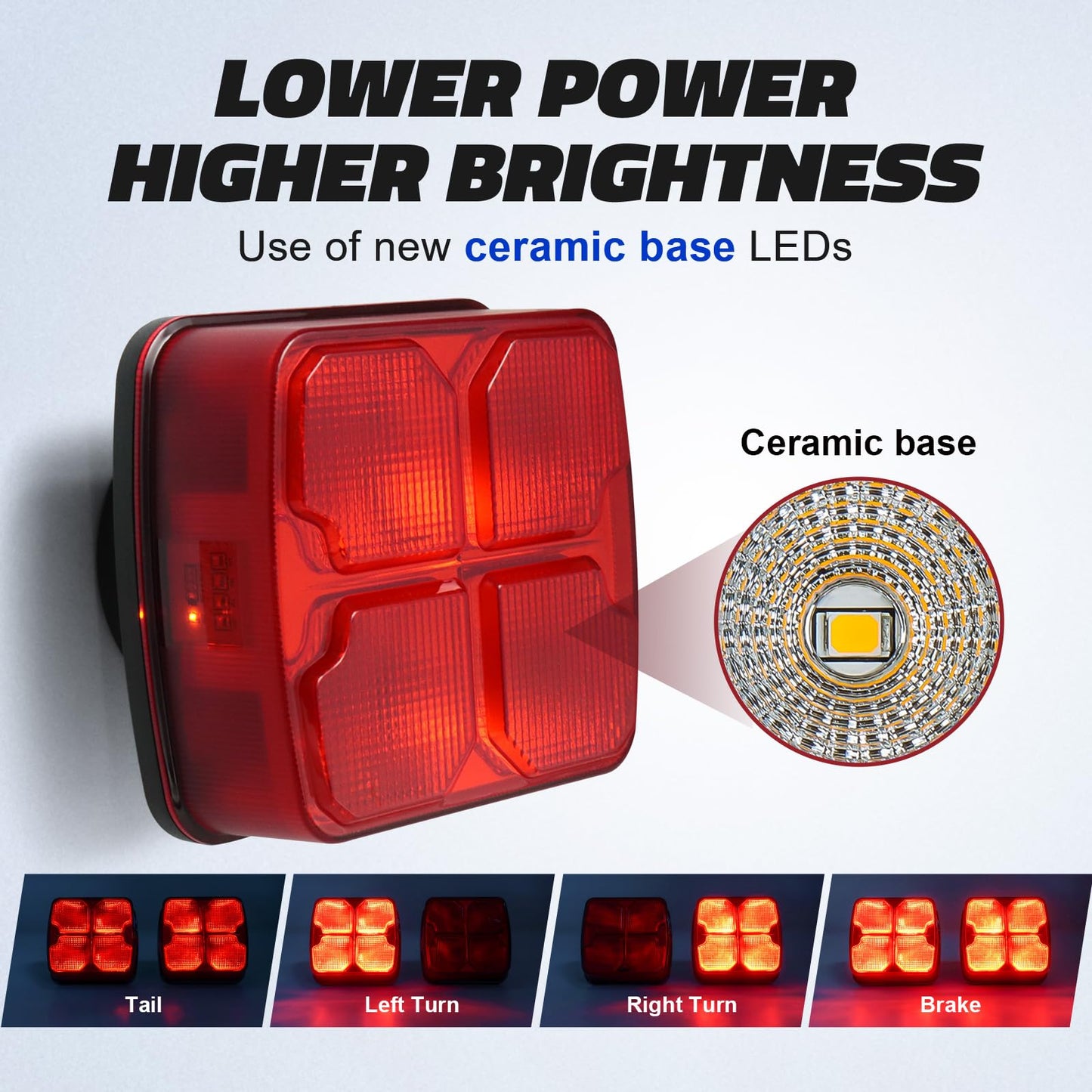 AgriEyes 2PCS Wireless Trailer Light Kit for Towing, Rechargeable LED Tow Lights Kit with Super Magnetic,7 Pin Plug, 2.4G Wireless for Boat Trailer, Jet Ski Boats, Caravan camper, RV