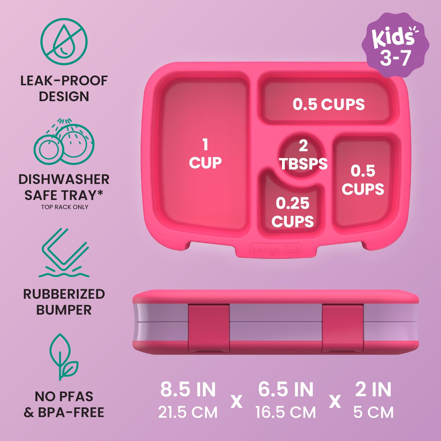 Bentgo Kids Prints Leak-Proof, 5-Compartment Bento-Style Kids Lunch Box - Ideal Portion Sizes for Ages 3 to 7 - BPA-Free, Dishwasher Safe, Food-Safe Materials - 2021 Collection (Fairies)