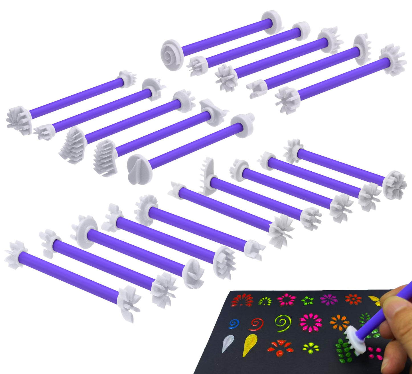 GEOCCI Flower Petal Tools for Dot Painting，40 Petal Shapes Dotting Tool，Mandala Dot Art Tools for Rocks，Embosssing Tools for Painting Dots (Shape C)