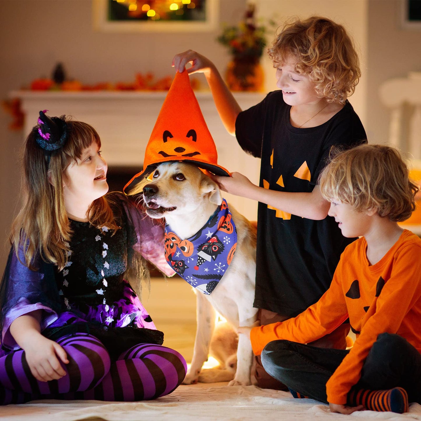 Xuniea 50 Pack Halloween Dog Bandanas Large Dog Bib Scarf Pet Bandana Handkerchief Accessories for Medium Small Puppy Outfit Halloween Festival Birthday Party Supply(Null)