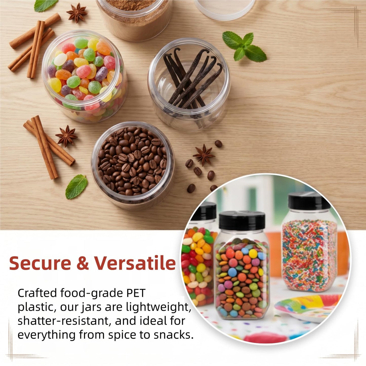 Dicunoy 16 Pack 500ml Plastic Spice Jars, 17 OZ Large Seasoning Containers with Shaker Lids, BPA Free Spice Jars Large, Reusable Empty Storage Spice Bottle for Kitchen Storing Spice, Powders