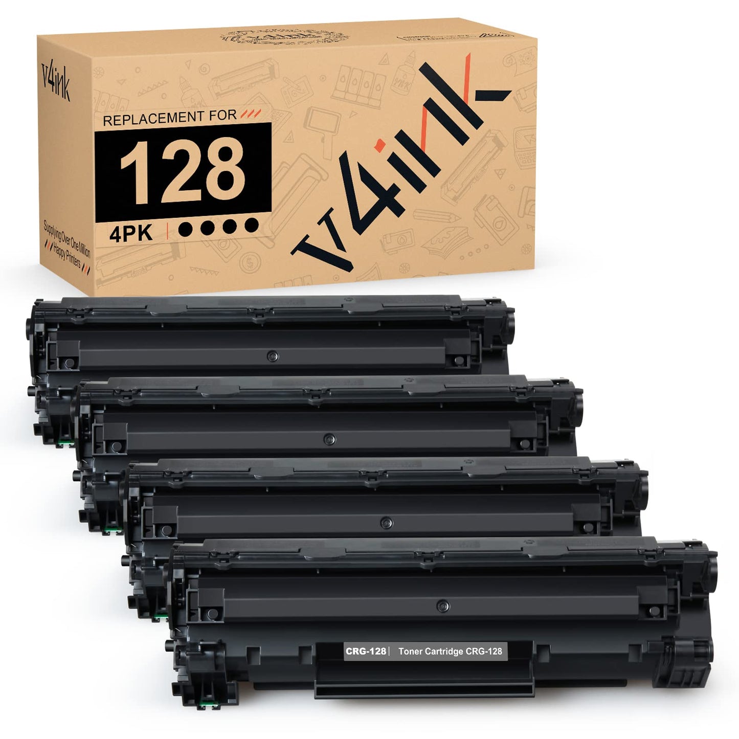 v4ink Compatible Toner Cartridge Replacement for Canon 128 CRG128 Toner Cartridge for Canon ImageCLASS D530 D550 LBP6230DW MF4770N MF4890DW MF4880DW Faxphone L100 L190 Laser Printer(Black,4-Pack)