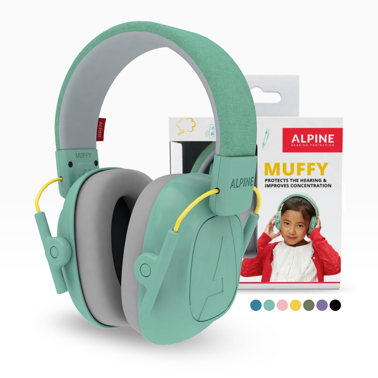 Alpine Muffy - Noise Cancelling Headphones for Kids - CE & ANSI Certified - Earmuffs for Autism - Kids Ear Protection for Sensory & Concentration Aid - Mint