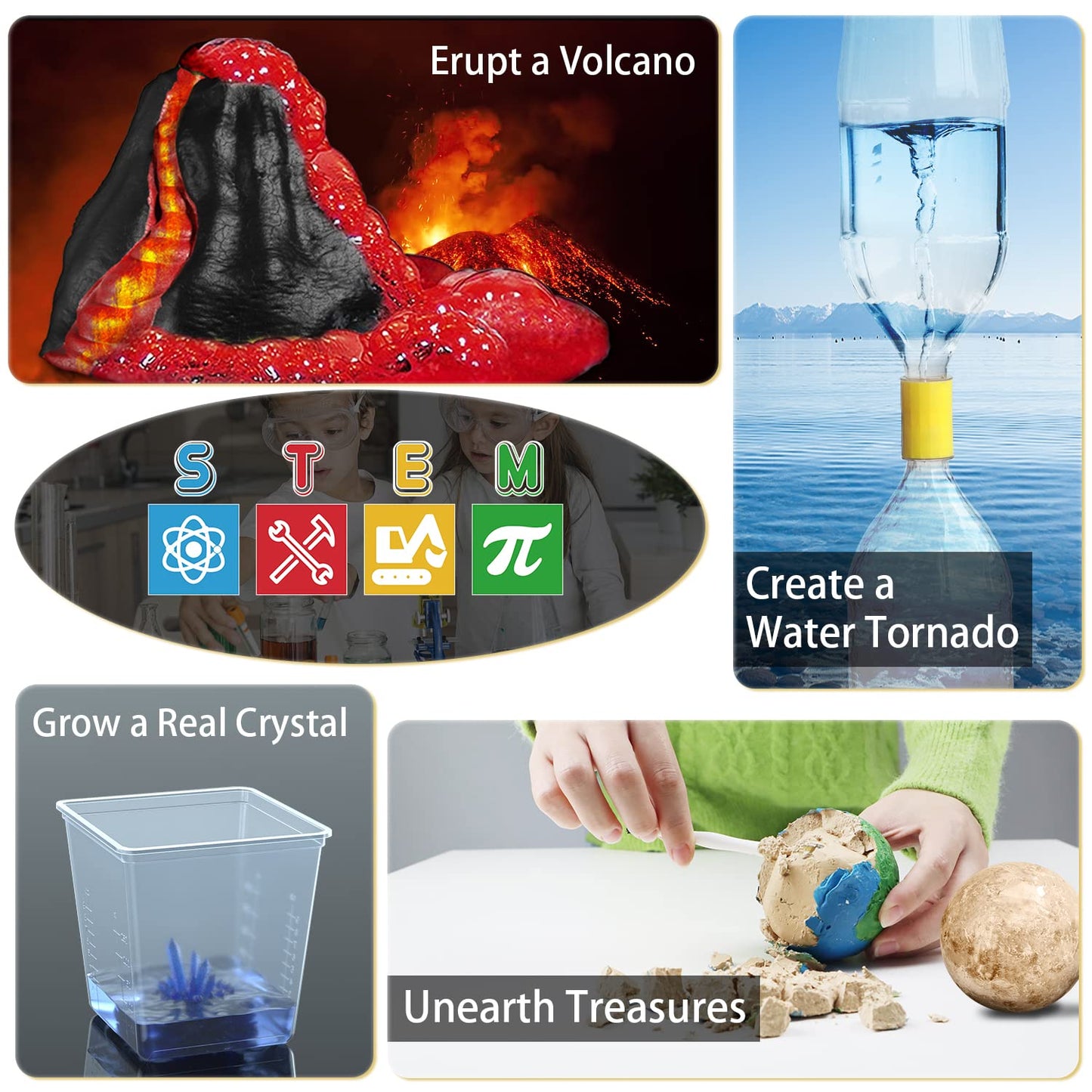 EARTH'SCODE Volcano Kit for Kids - Science Experiments Kits for Kids Age 6-8-10 Educational Scientist Toys Gifts for Boys Girls Volcano, Space Toys Gemstone Dig Kit