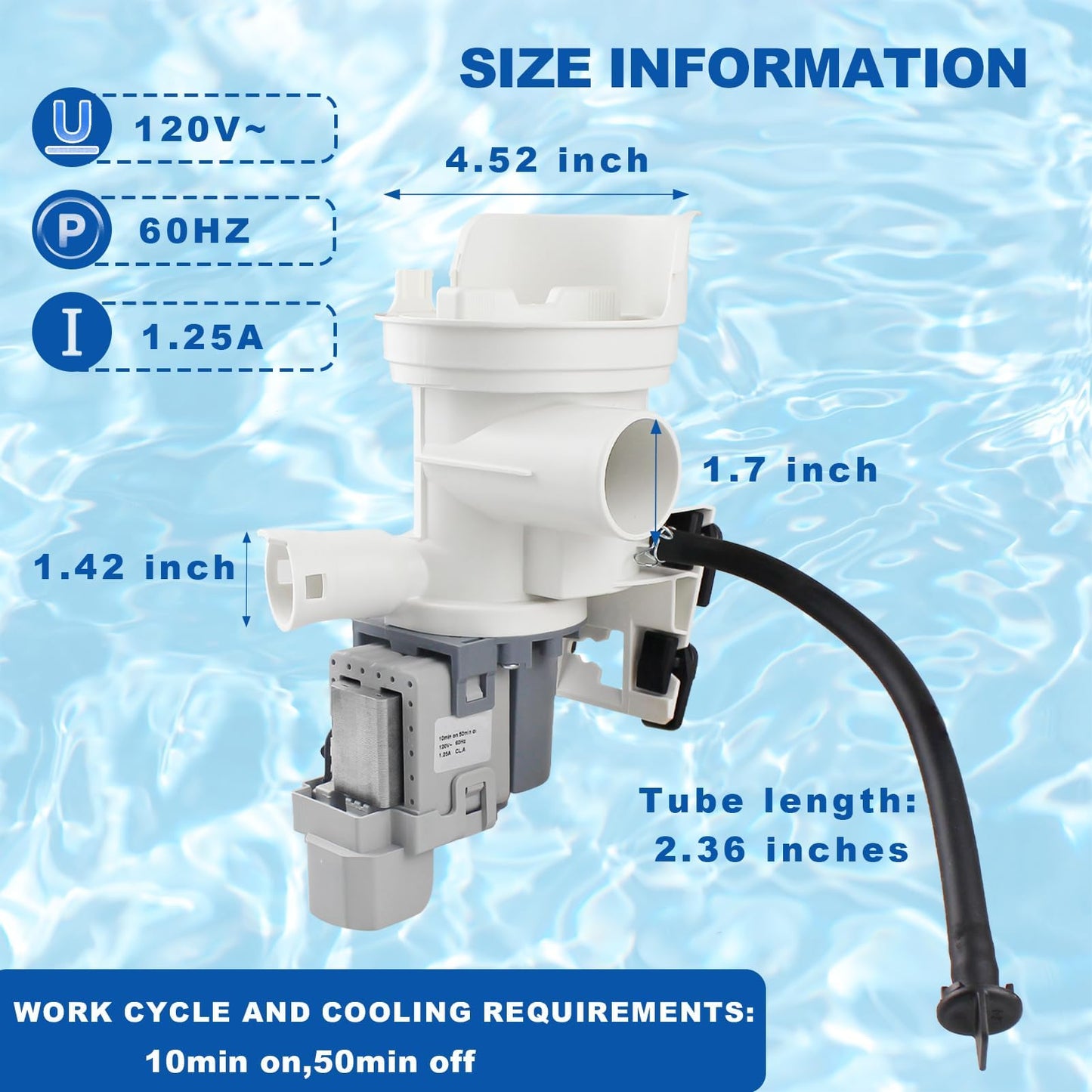 00436440 Washer Drain Pump compatible with Bosch Washer Machine WFMB WFVC WFMC Replacement Parts LP6440 AP3764202 703146 674704 PS3464593 PS8714879 Drain Pump Motor