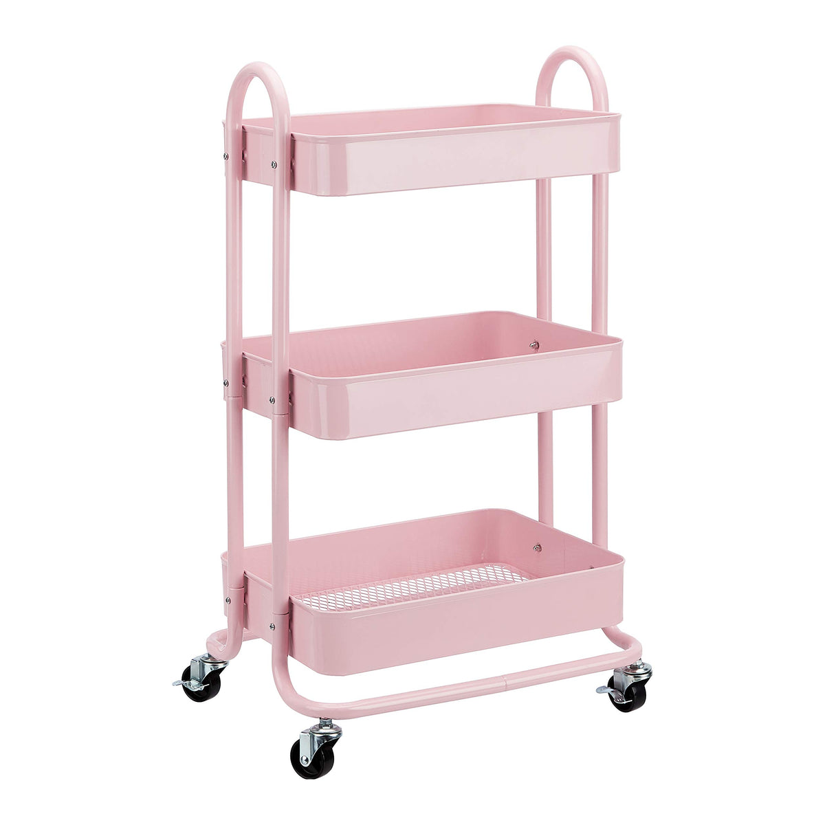 Amazon Basics 3-Tier Metal Rolling Utility or Kitchen Cart - Dusty Pink