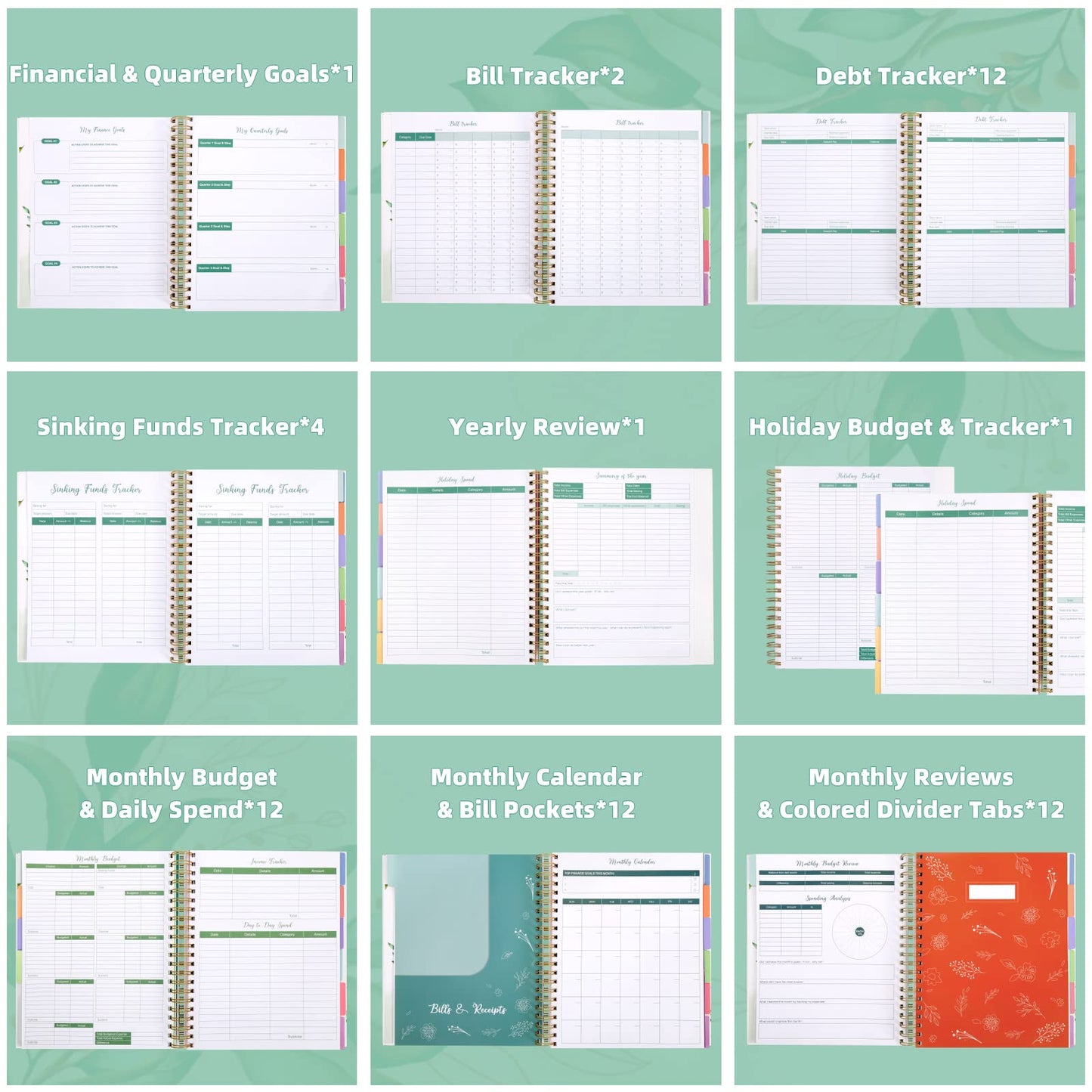 SOLIGT 8.5 x 11 inches Large Budget Planner and Monthly Bill Organizer – Premium Hardcover Budget Book with 12 Pockets – Monthly Budget Planner for Savings, Debt, Expense Tracking – Budget Tracker with Stickers