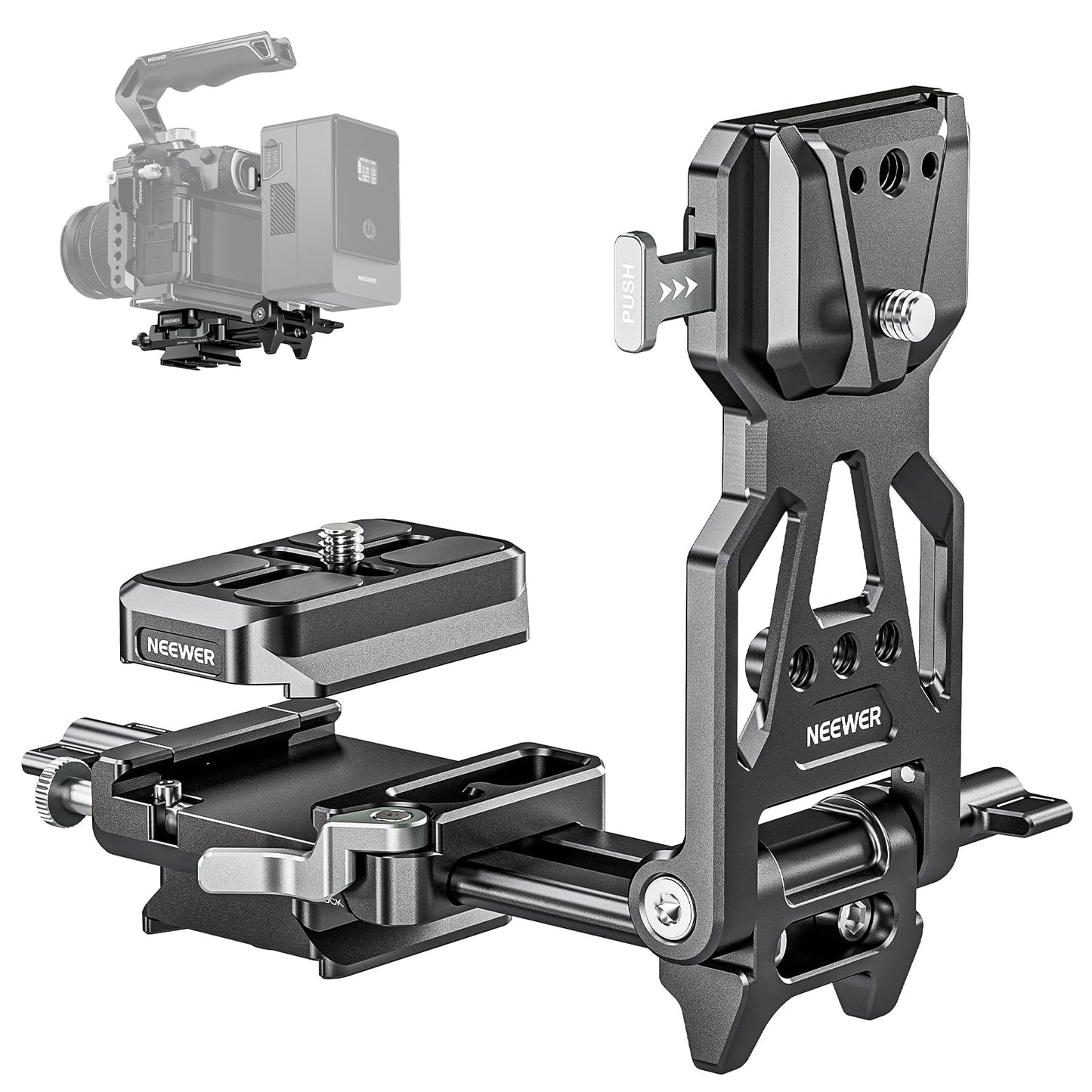 NEEWER Foldable V Mount Battery Plate with Arca Type Quick Release Camera Baseplate, Lightweight DSLR Camera Video Rig Compatible with SmallRig V Mount Battery Cage DJI RS4 RS3 Gimbal, PS015 PRO