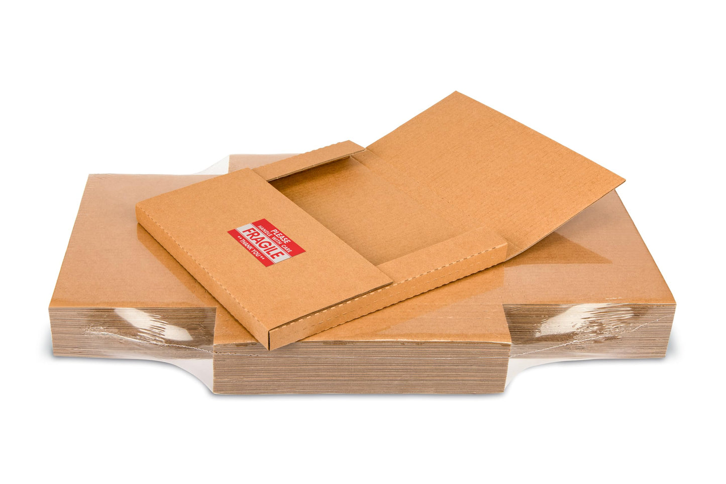 Kayritonz Vinyl Record Mailers 12.8"L x 12.8"W x 1"D Kraft Corrugated Cardboard LP Shipping Boxes for Mailing Packaging Moving Storage, with Fragile Stickers, Brown, 15 Pack