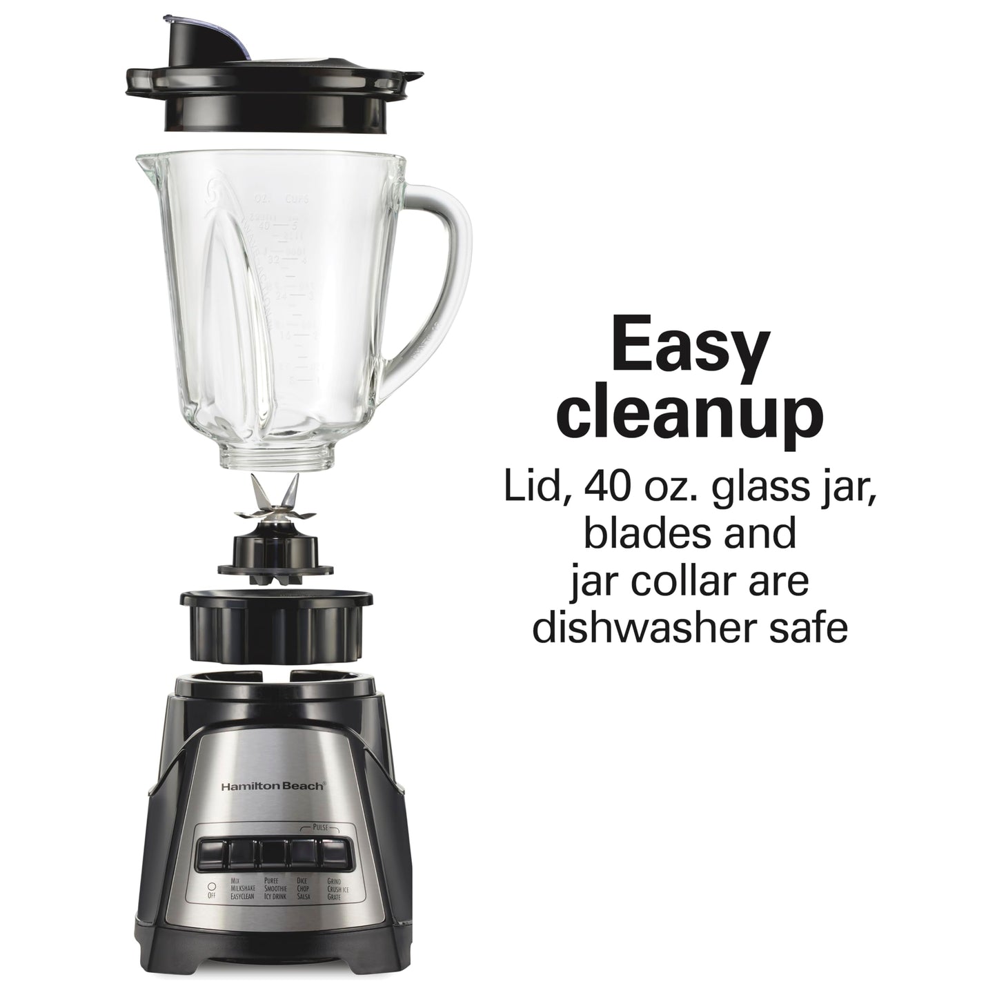 Hamilton Beach Power Elit Blender with 40 oz. Glass Jar, Black, 58148A