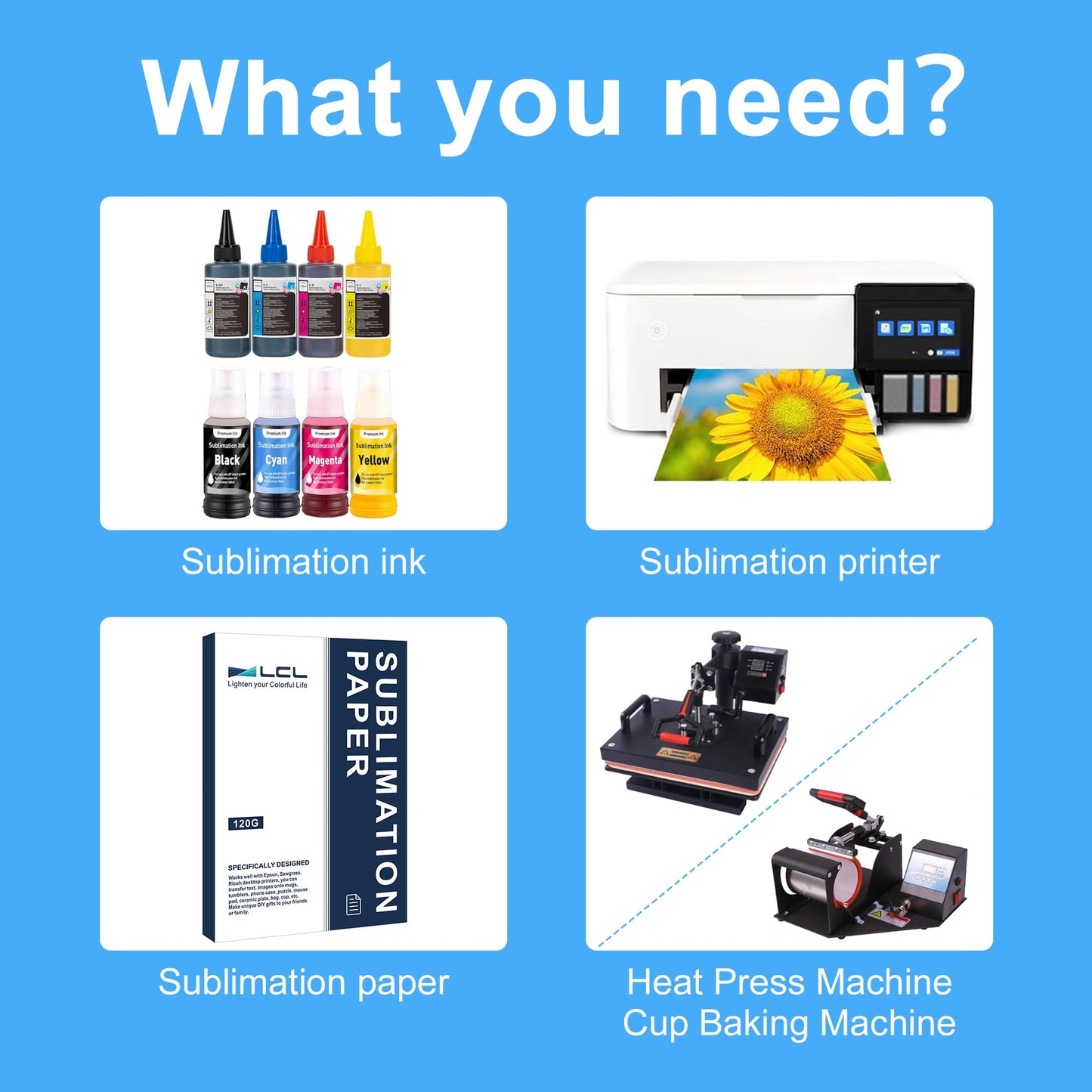 LCL Sublimation Paper Heat Transfer 150Sheets 13 x 19 Inches Super Size Compatible with Inkjet Printer 120gsm