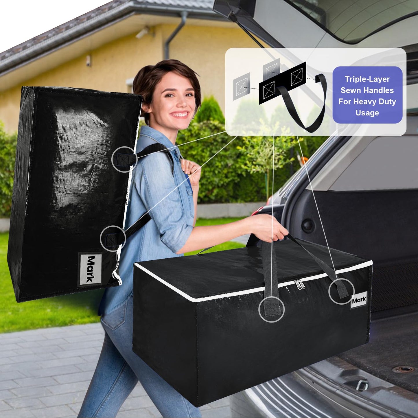 ZFWDSY Moving Bags Totes,8 Pack 93 Liters Clothes Storage Bins Large Moving Boxes with Handles for College Dorm or Christmas Decorations