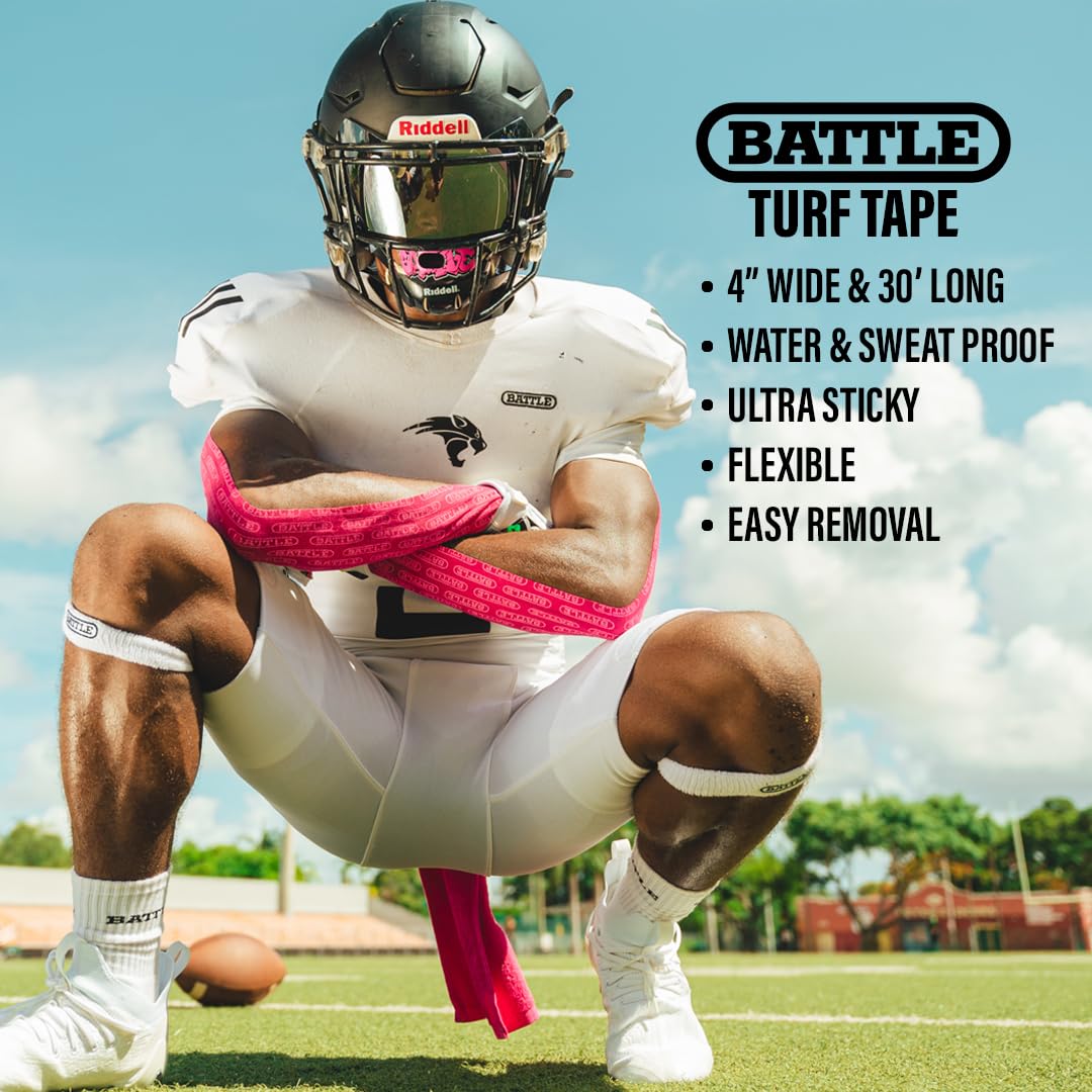 Battle Sports Football Turf Tape - Extra Wide - 30 feet, Waterproof Athletic Tape - Flexible, Breathable, Easy to Cut