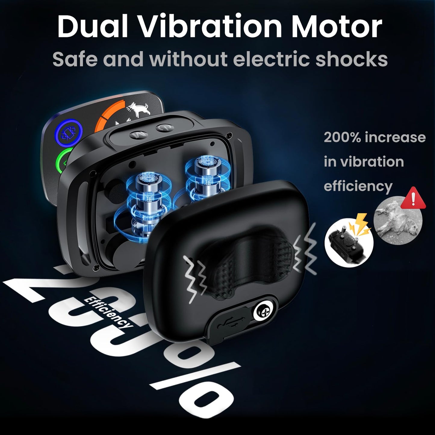 Bark Collar, Dog Bark Collar, Barking Collar for Large Medium Dogs, No Shock Collar with 6 Adjustable Sensitivity, Beep/Vibration/Beep&Vibration,Rechargeable Anti Barking Collar, IP67 Waterproof