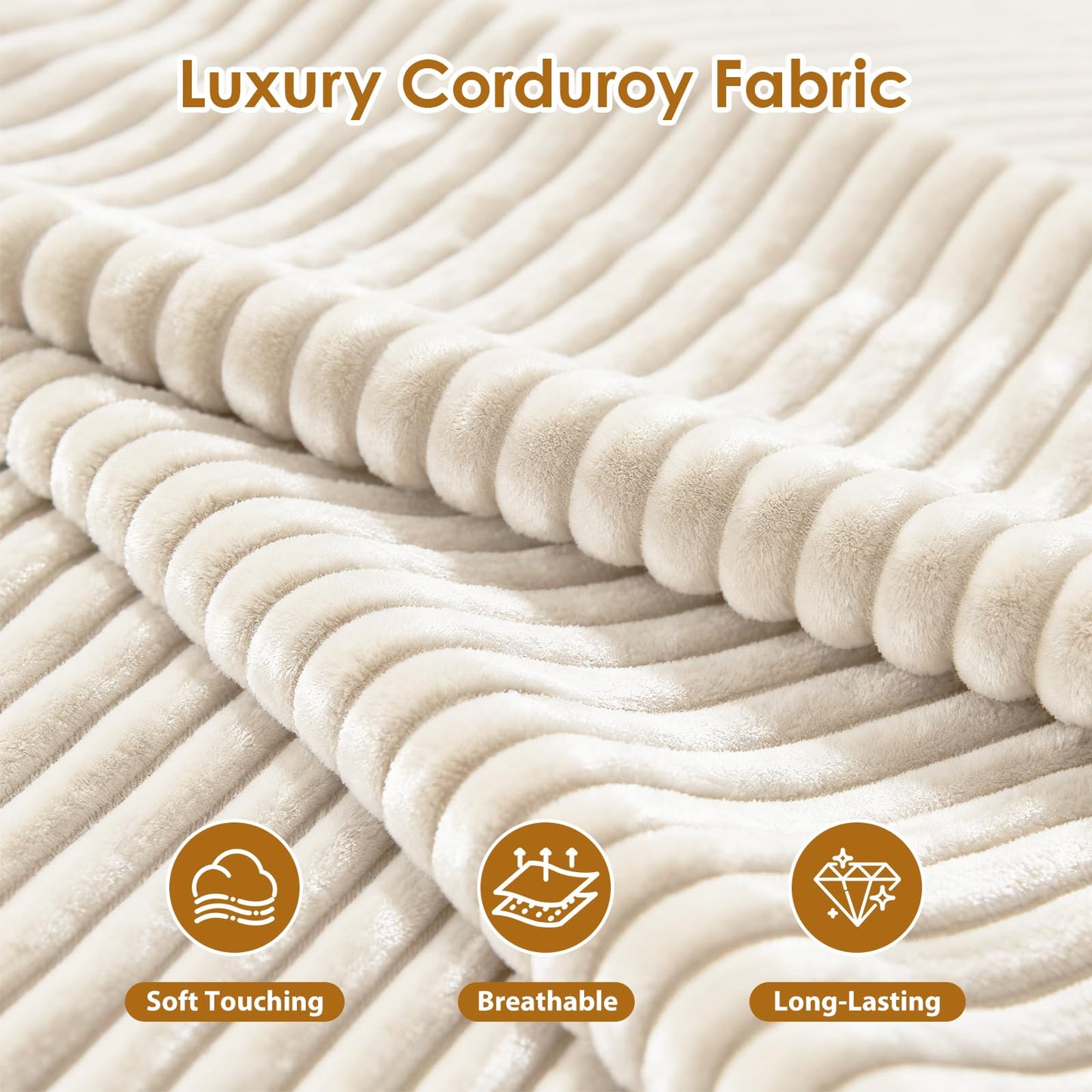 2 in 1 Convertible Kids Couch - Corduroy Fold Out Kids Sofa Chair with Blanket, Comfy Comfortable Toddler Chair, Machine-Washable Cover, for Boys Girls, Medium Beige
