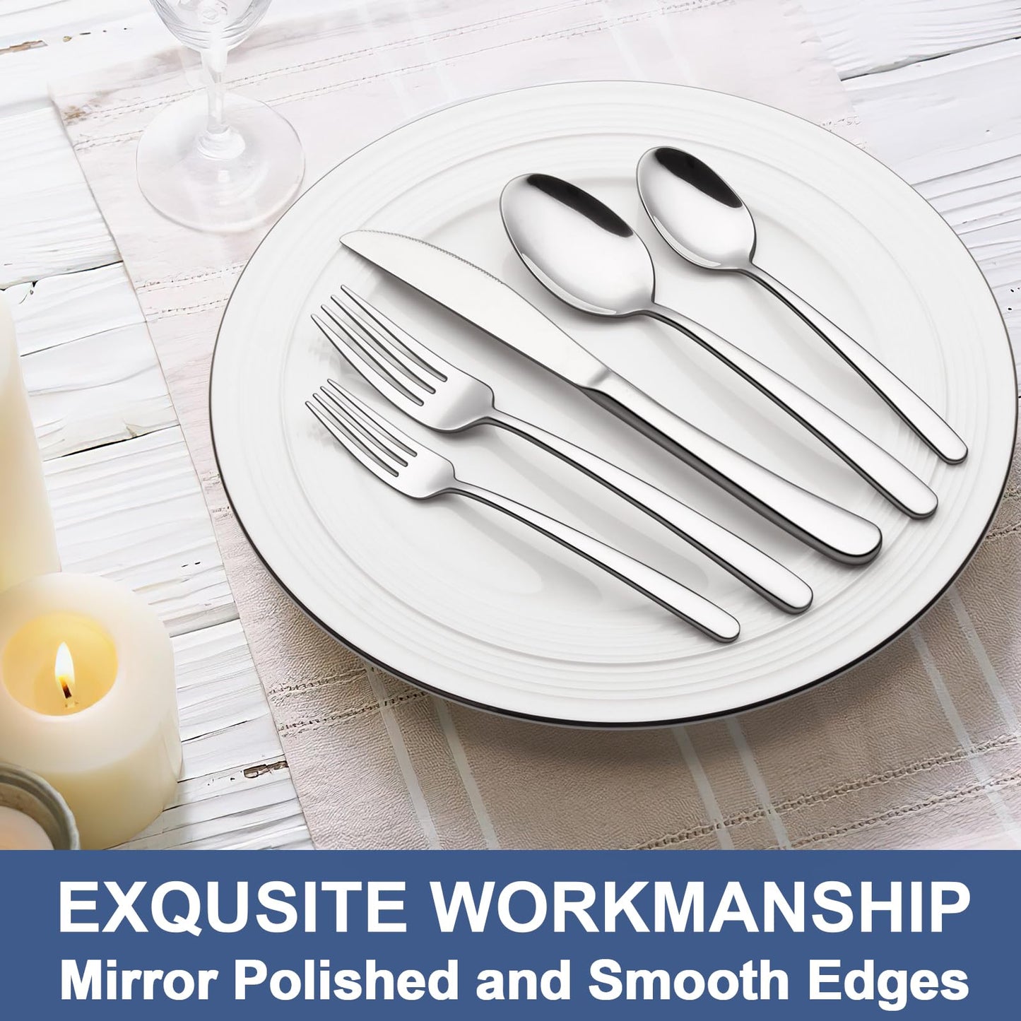 60-Piece Silverware Set Service for 12, Wildone Premium Stainless Steel Flatware Set, Mirror Polished Cutlery Utensil Set for Home Restaurant, Include Fork Knife Spoon Set, Durable, Dishwasher Safe