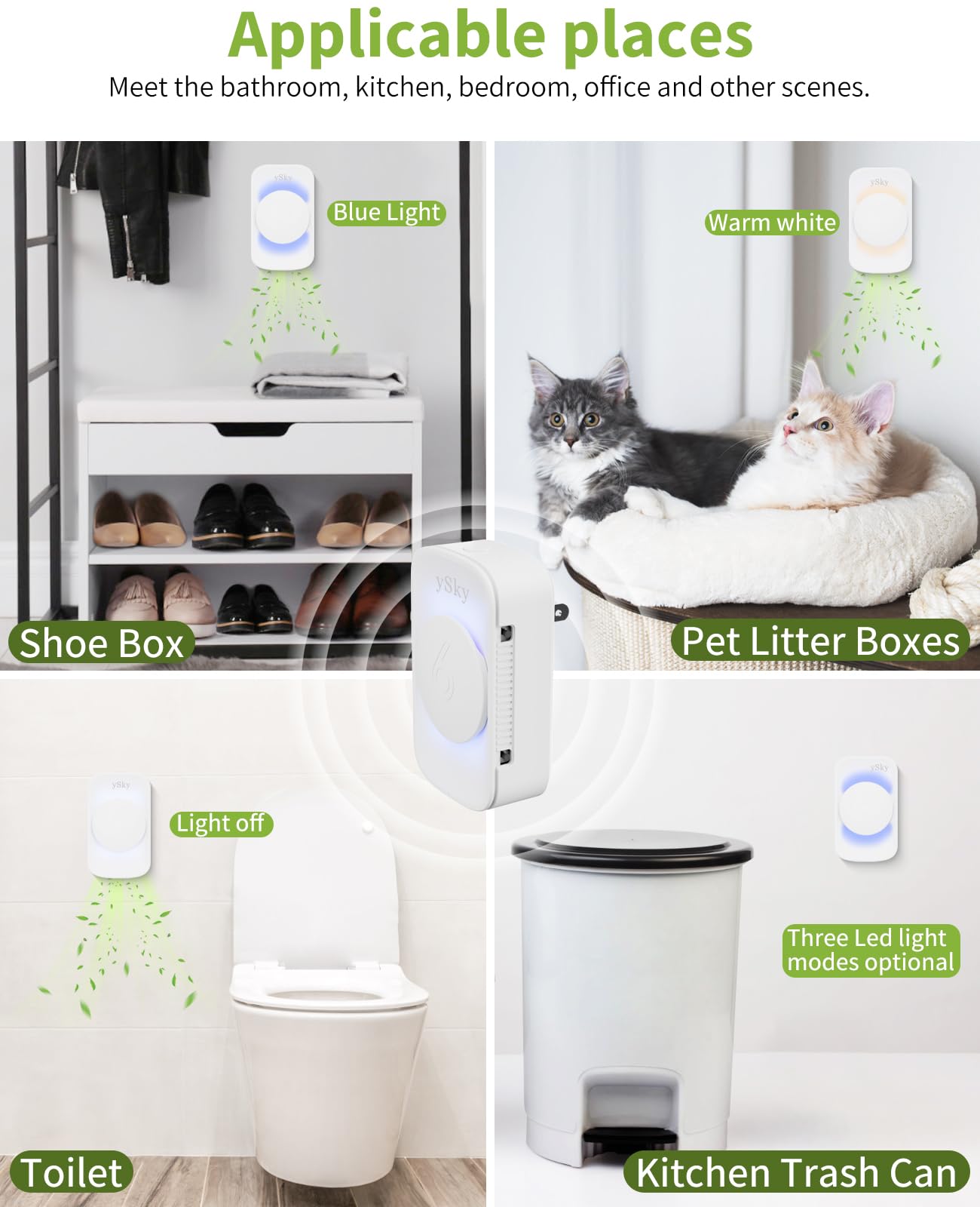 ySky Plug In Air Purifier for Home (3 packs), Negative Ion Air purifier,Quiet Ionizers Air Freshener for home,Bathroom,Bedroom,Portable Air Purifiers for Odor,Pet smell,Mini Air ionizers