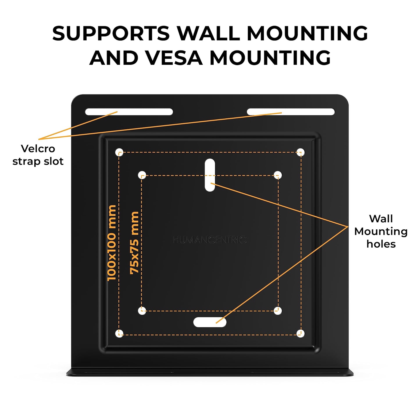 HumanCentric Universal Wall and VESA Mount, Adjustable Strap for Small Computers, UPS Units, Cable Boxes, Modems and Other Electronic Devices, Mounts on The Wall or Back of a Computer Monitor