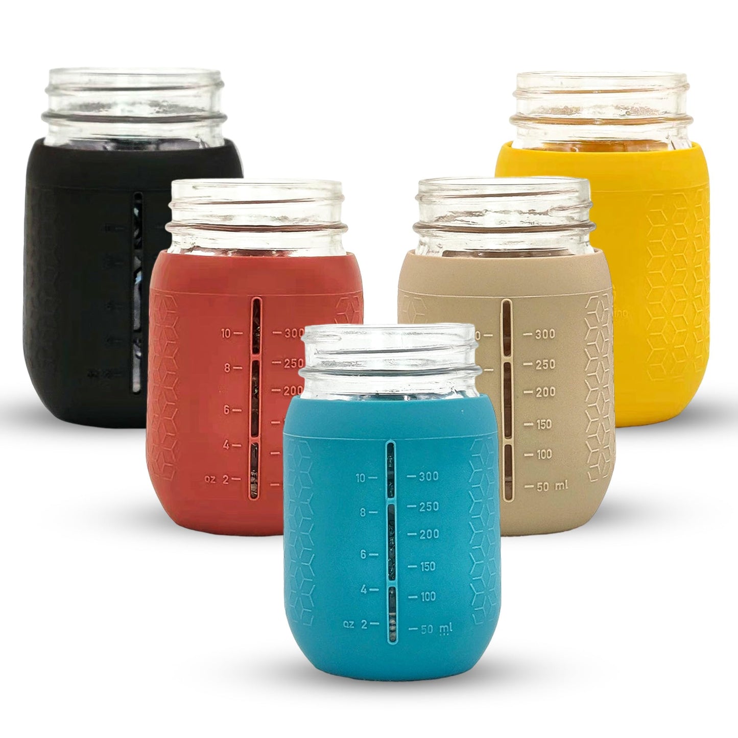 minliving Silicone Mason Jar Sleeves, Cup Holder 5 Pack Value Combo Anti-slip protection - Fits 16oz REGULAR mouth Jelly Canning, Ball and Kerr Jars (5, Autumn Winter)