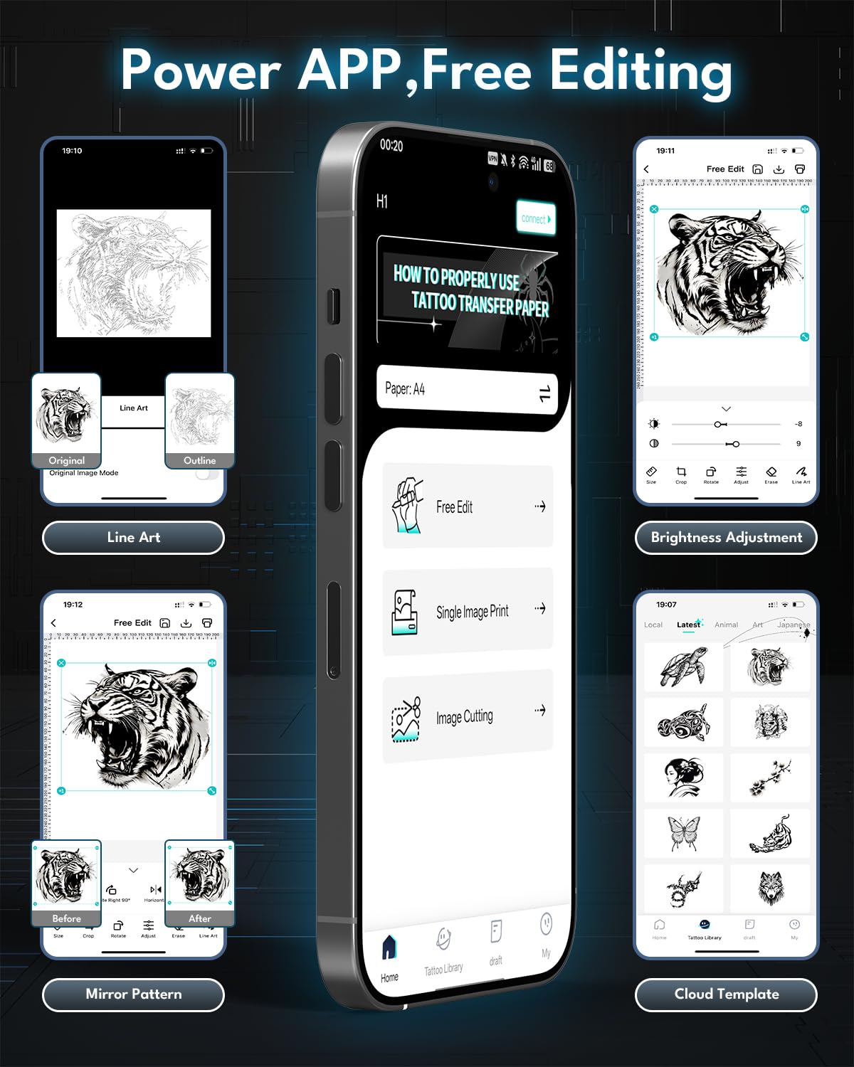 2025 New Wireless Tattoo Stencil Printer with 10 pcs of Transfer Paper,Tattoo Printer Machine for Tattoo Artists& Beginners,Compatible with Phone&PC