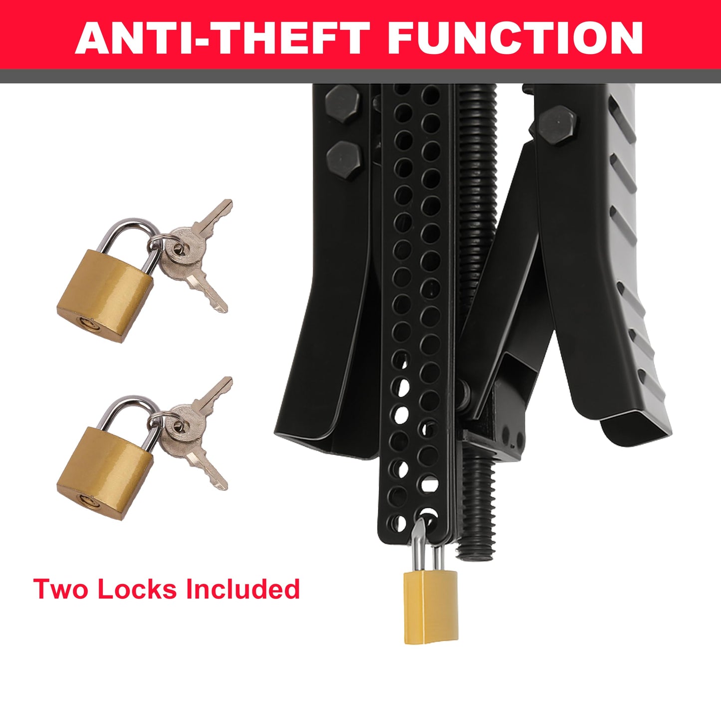 PEAKTOW Heavy Duty Lockable RV Tire Wheel Chock Stabilizer, RV Wheel Immobilizers for Camper Motorhome and Travel Trailer, with Wrench and Two Locks, 2PK